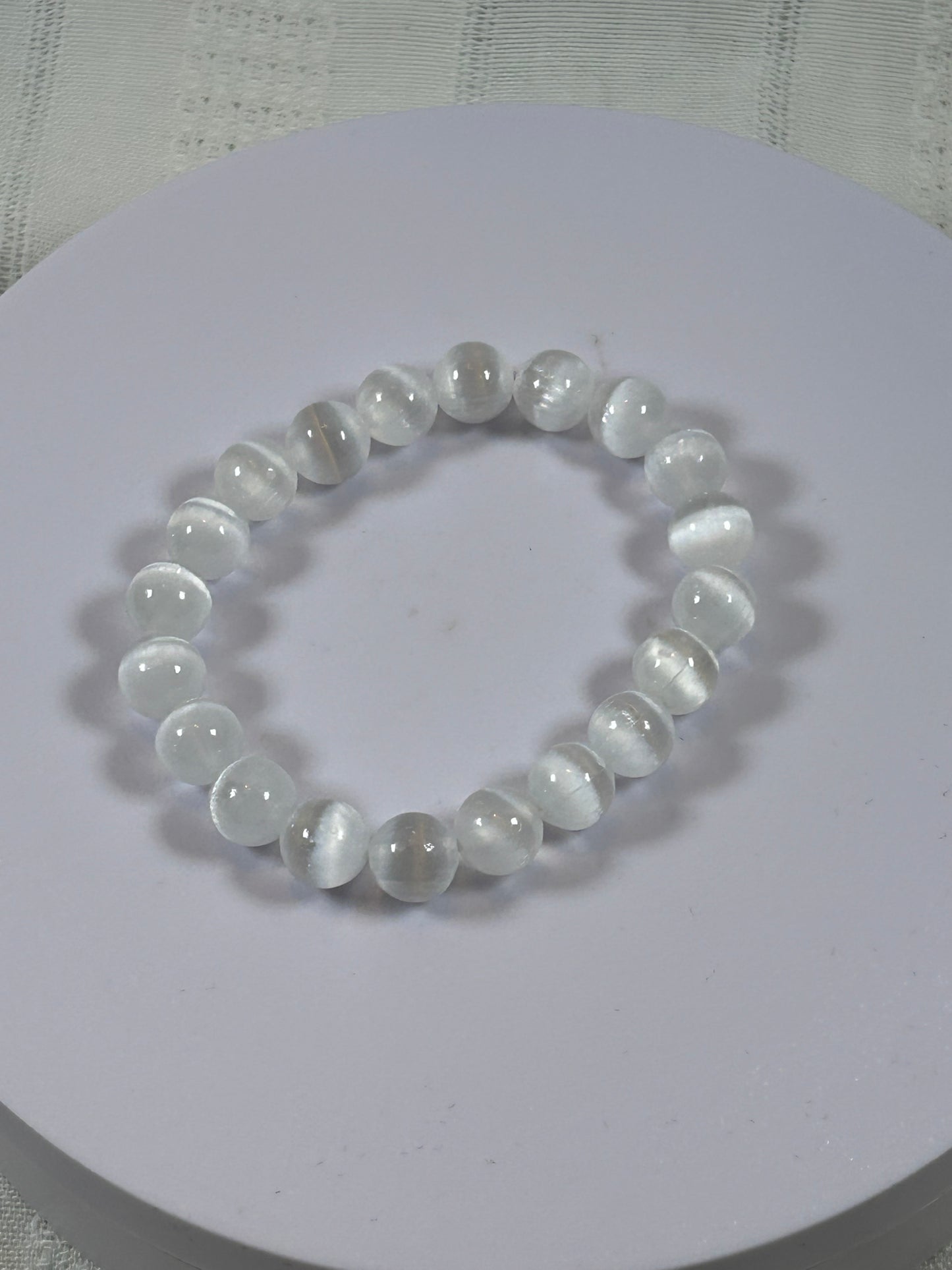 (#192) - SMALLER SATIN SELENITE CRYSTAL BRACELET - NEW