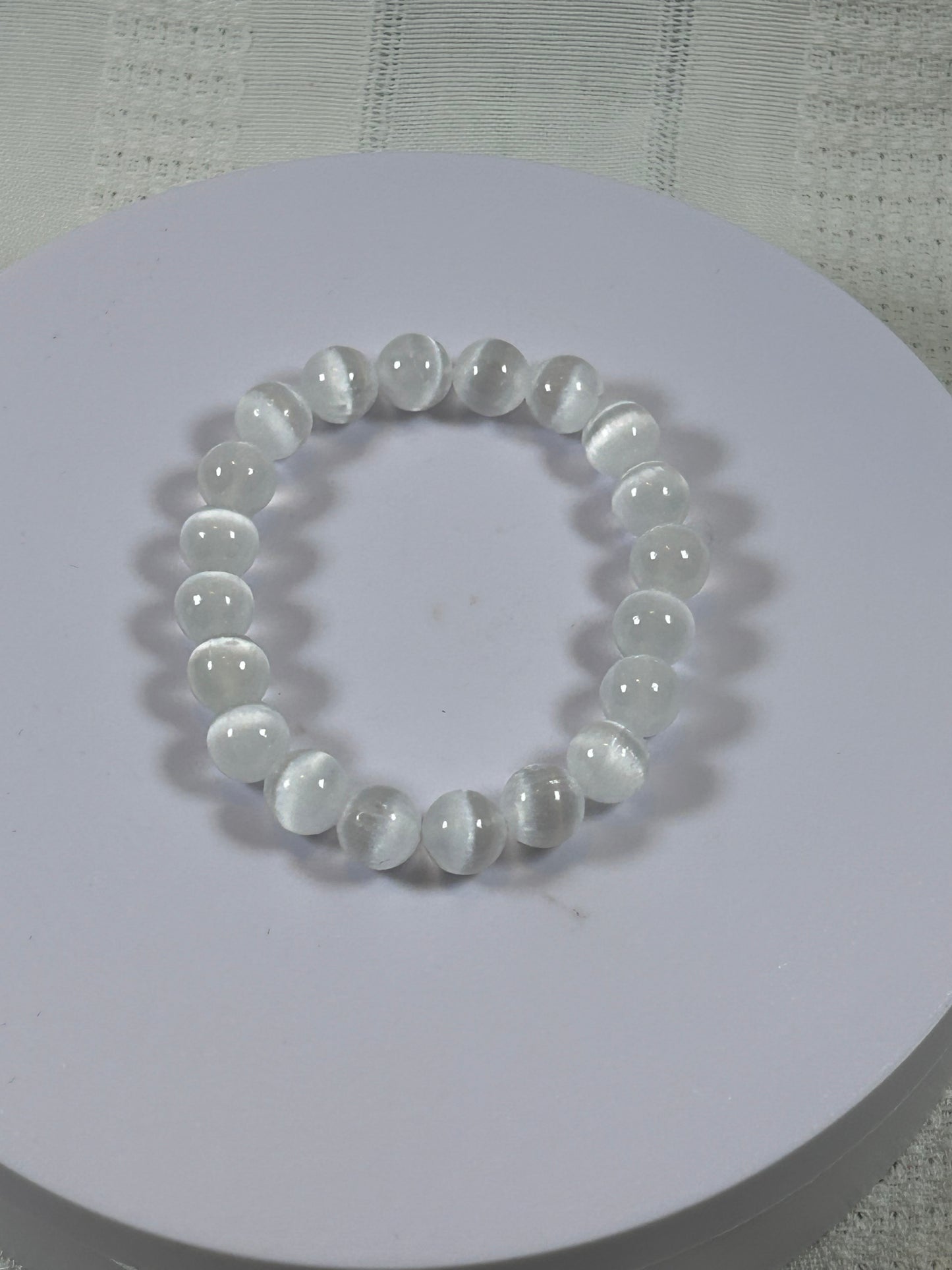 (#192) - SMALLER SATIN SELENITE CRYSTAL BRACELET - NEW