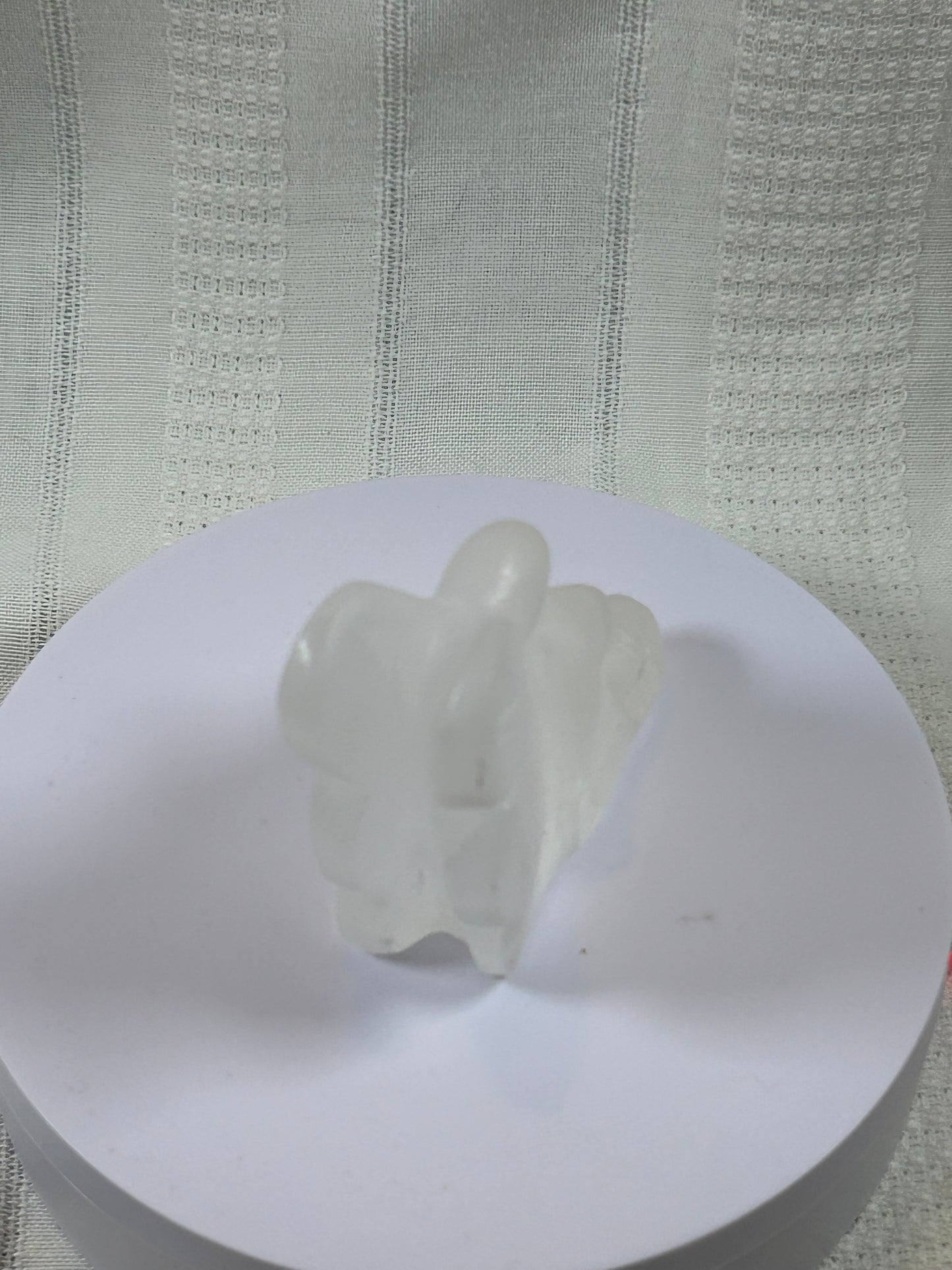 (#201) - SATIN SELENITE ANGEL CARVING - NEW