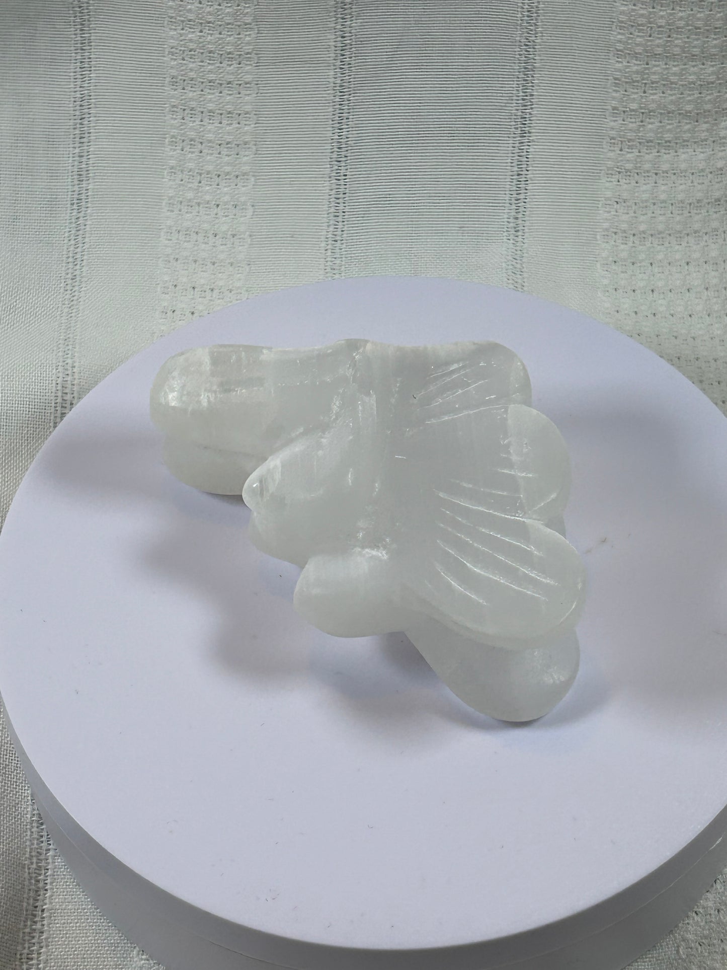 (#201) - SATIN SELENITE ANGEL CARVING - NEW