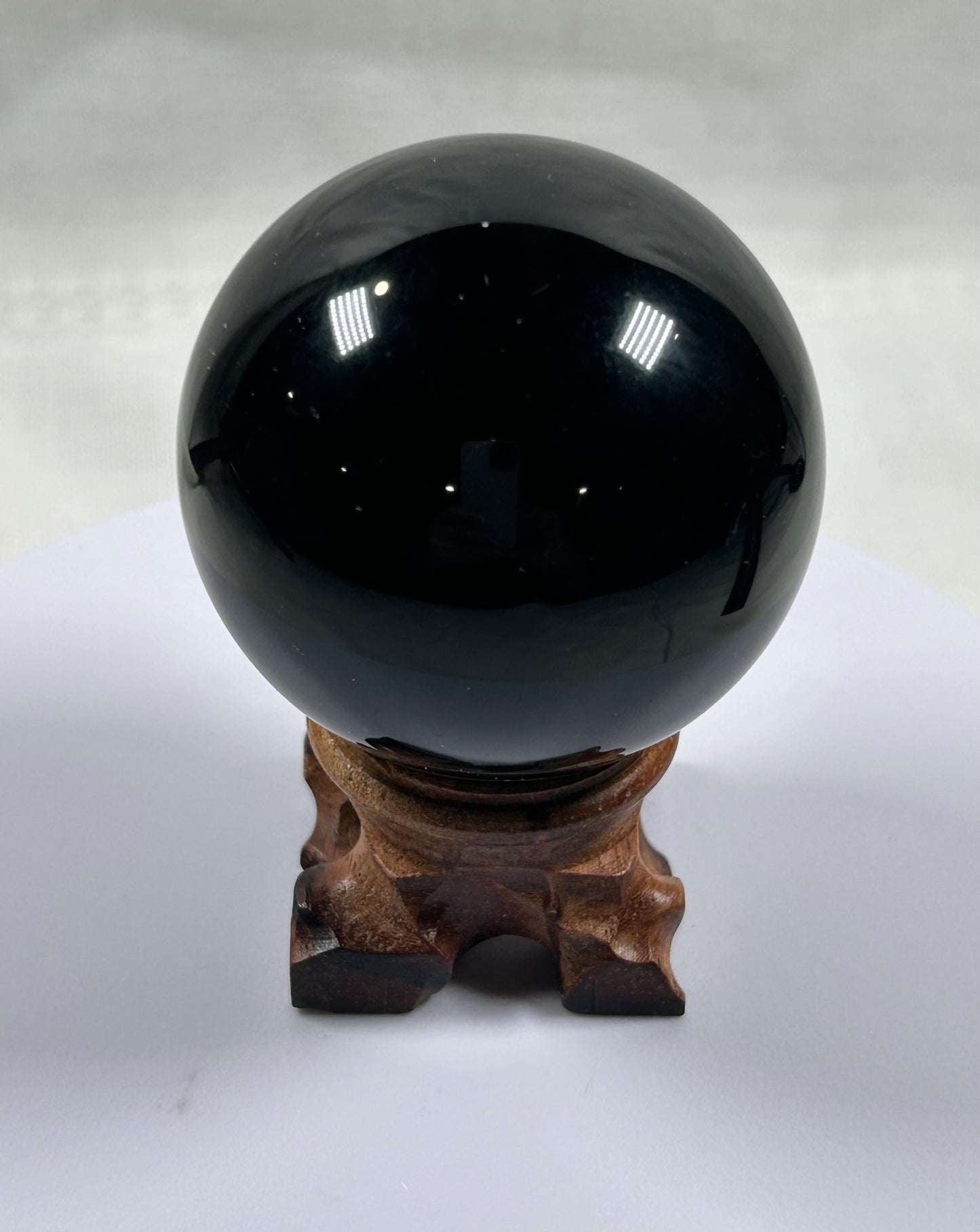 (#425) - Silver Obsidian Sphere - New