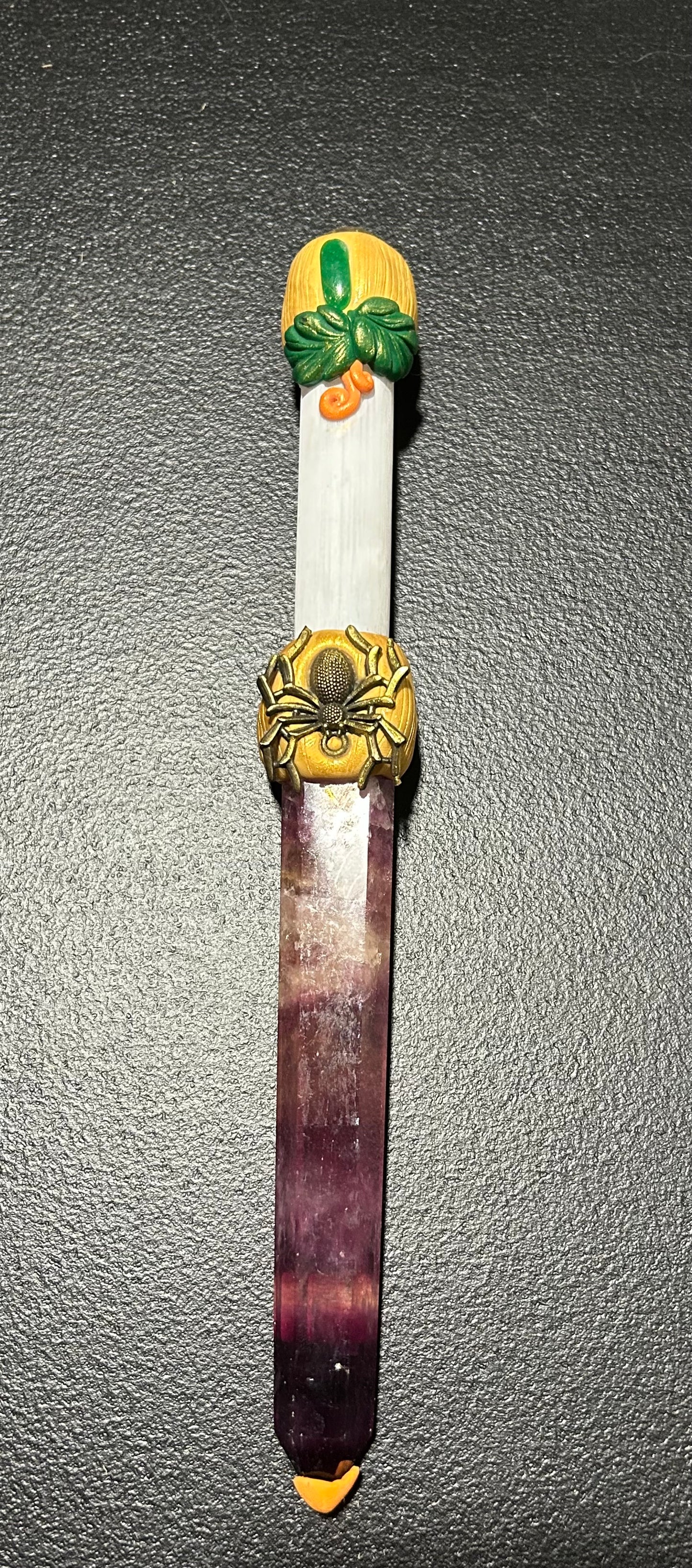 (#1258) - Fluorite Wand with Spider - New