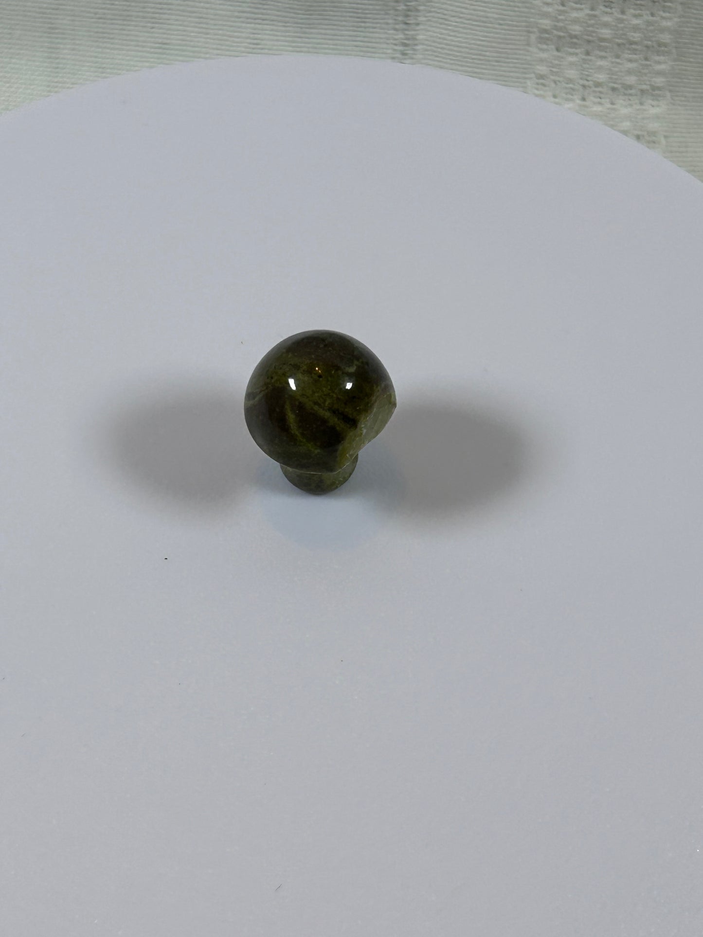 (#48) - UNAKITE EPIDOTE MUSHROOM CARVING - NEW
