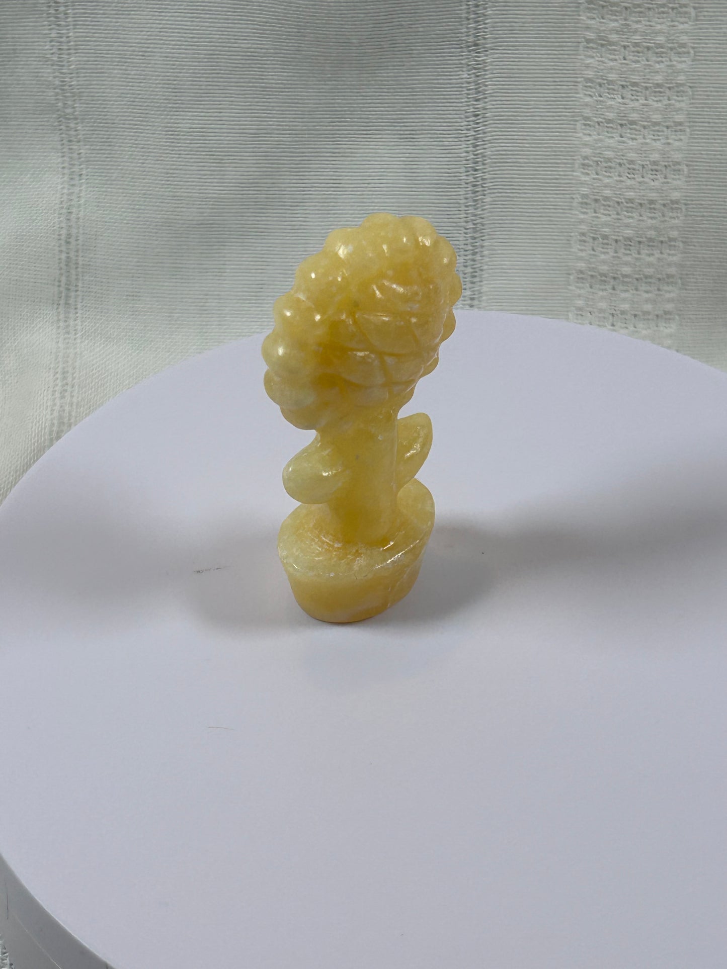 (#11) - CALCITE SUNFLOWER CARVING - NEW
