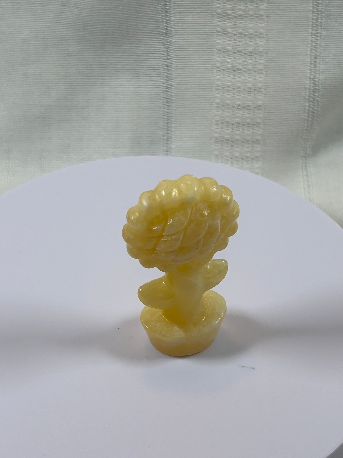 (#11) - CALCITE SUNFLOWER CARVING - NEW
