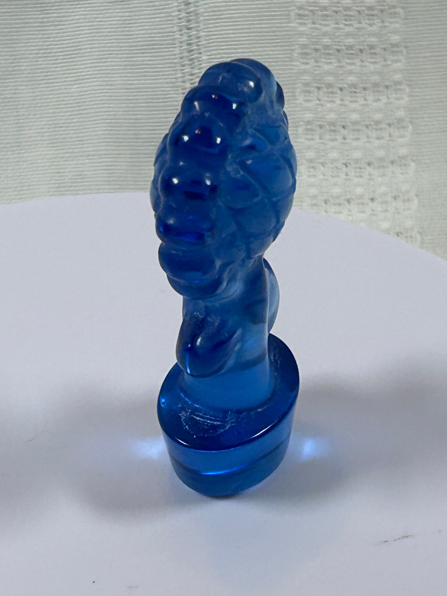 (#10) - BLUE SEA GLASS SUNFLOWER CARVING - NEW