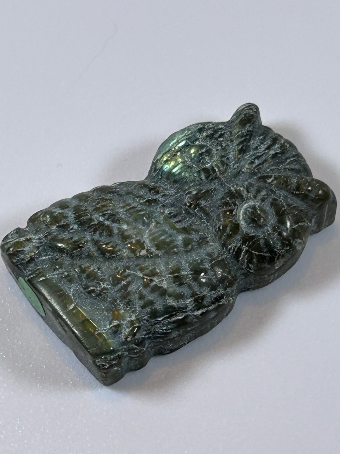 (#21) - LABRADORITE OWL CARVING - NEW