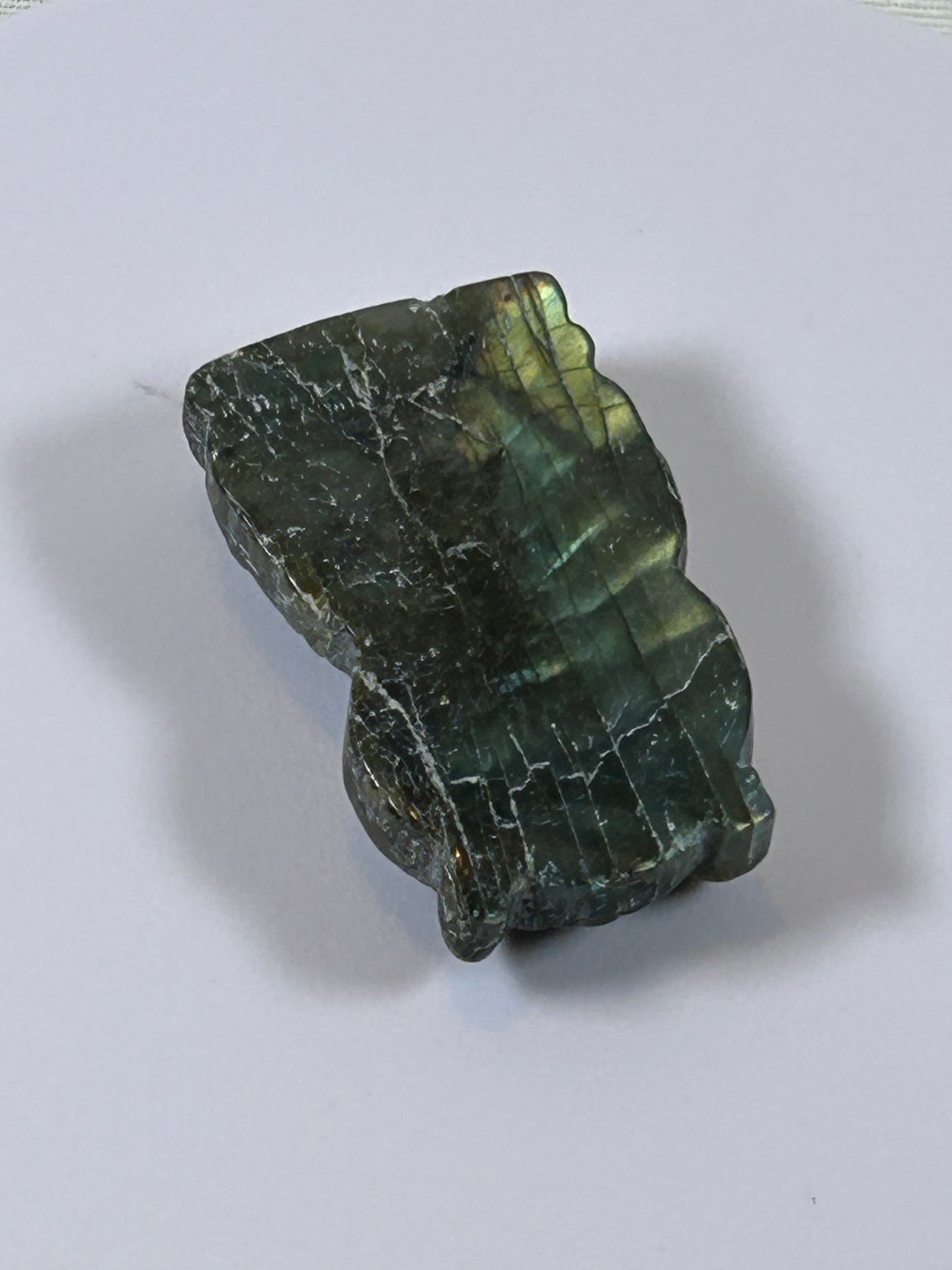 (#21) - LABRADORITE OWL CARVING - NEW