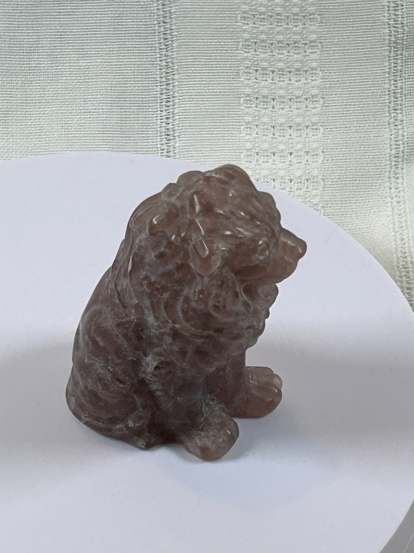 (#31) - STRAWBERRY QUARTZ LION CARVING - NEW