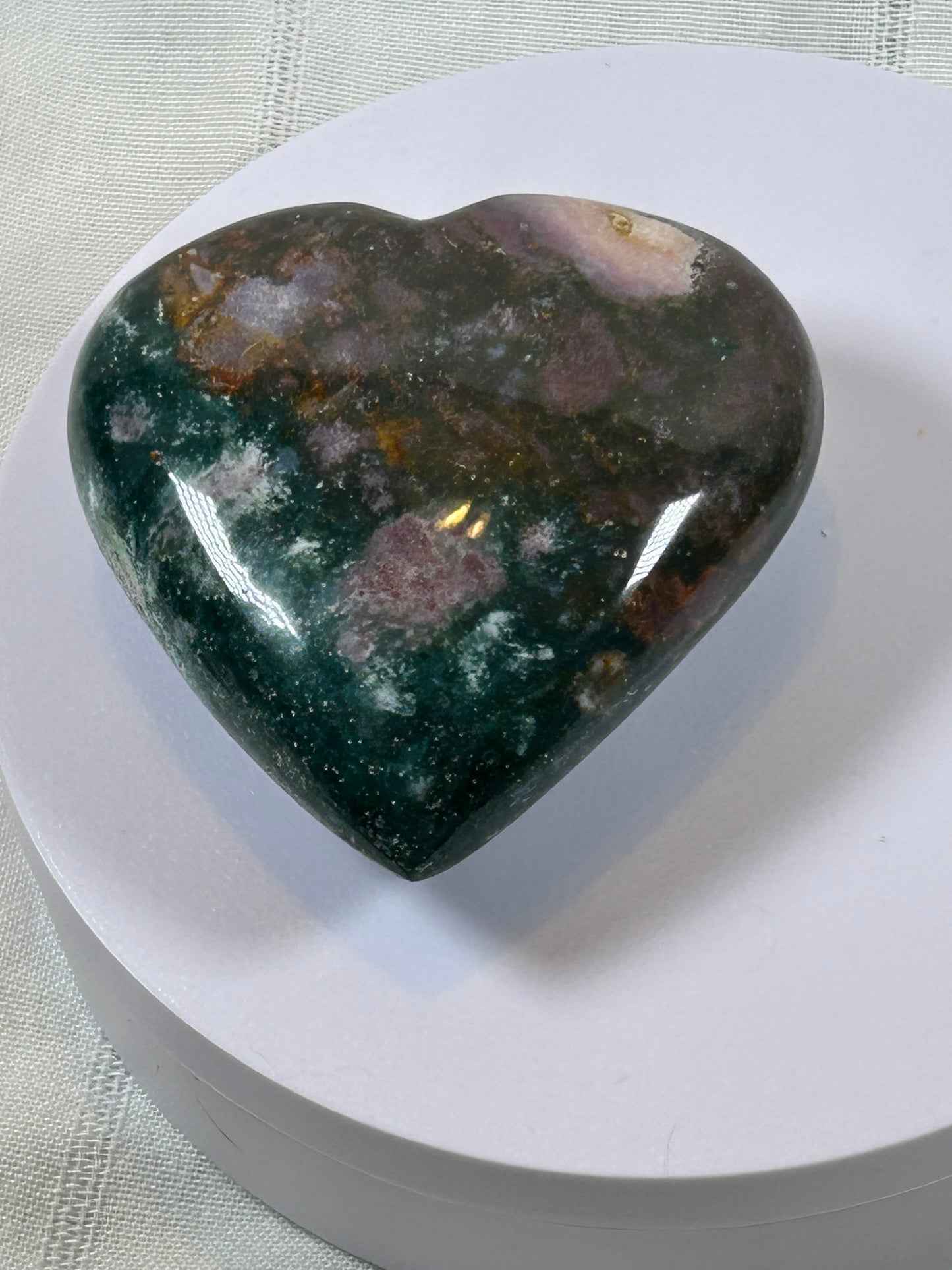 (#38) - OCEAN JASPER LARGE HEART CARVING - NEW