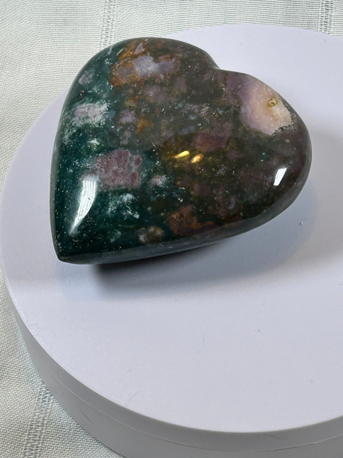 (#38) - OCEAN JASPER LARGE HEART CARVING - NEW