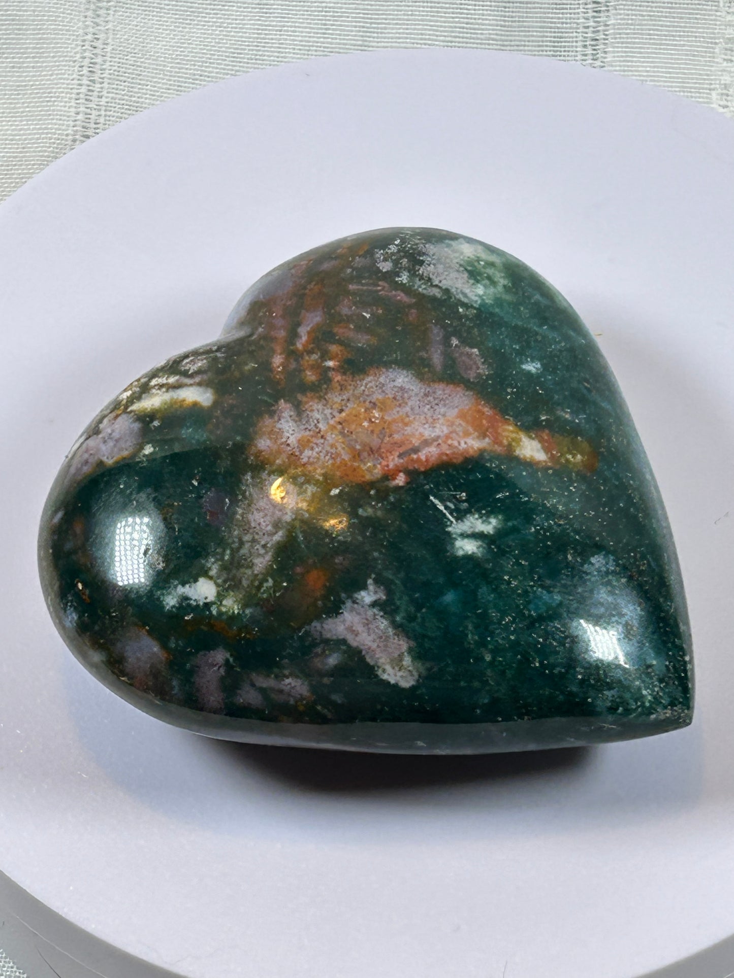 (#38) - OCEAN JASPER LARGE HEART CARVING - NEW