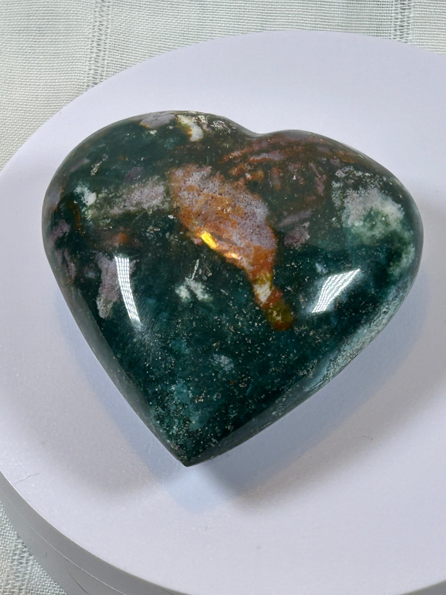 (#38) - OCEAN JASPER LARGE HEART CARVING - NEW