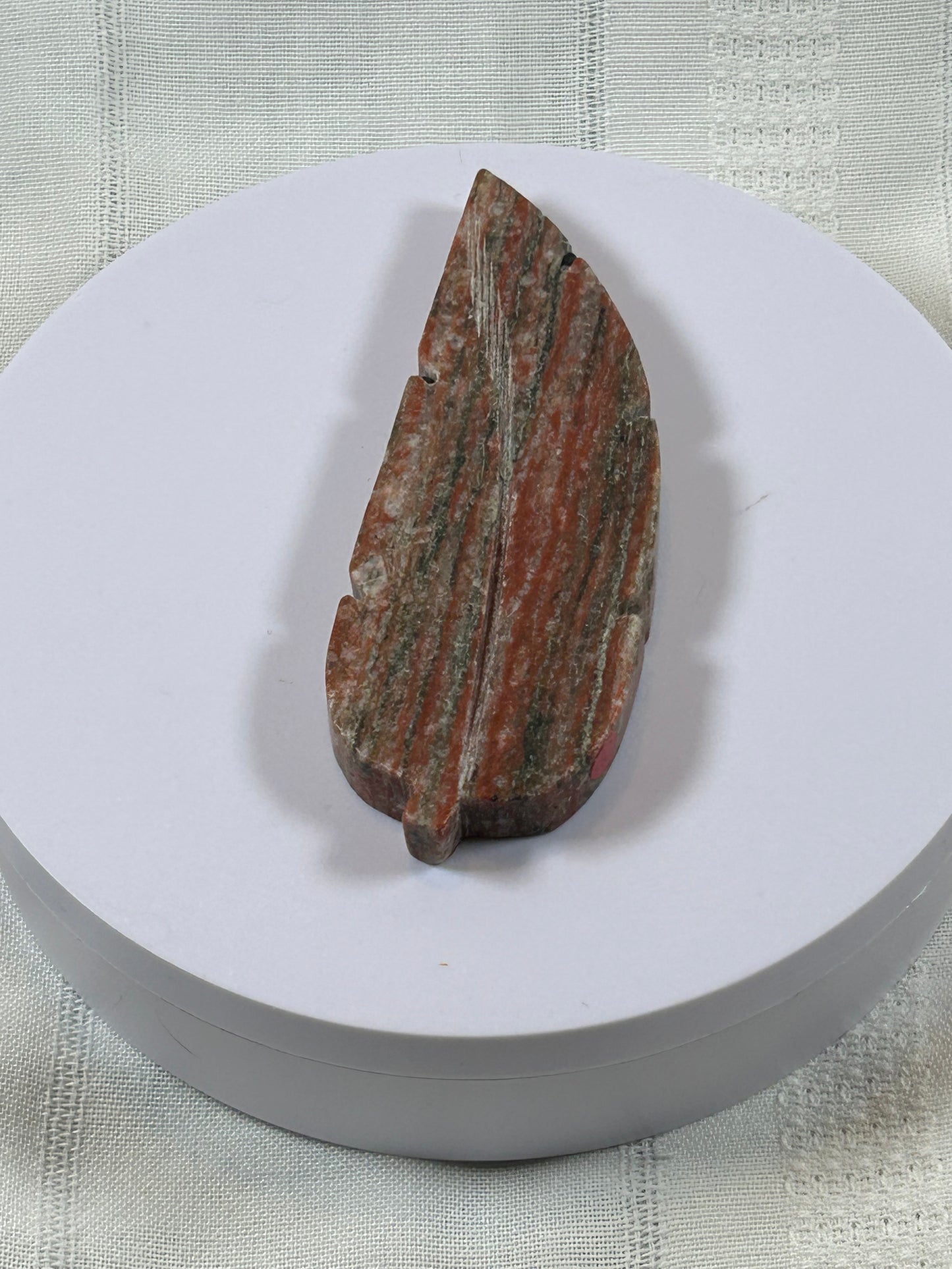 (#27) - RED JASPER FEATHER CARVING - NEW