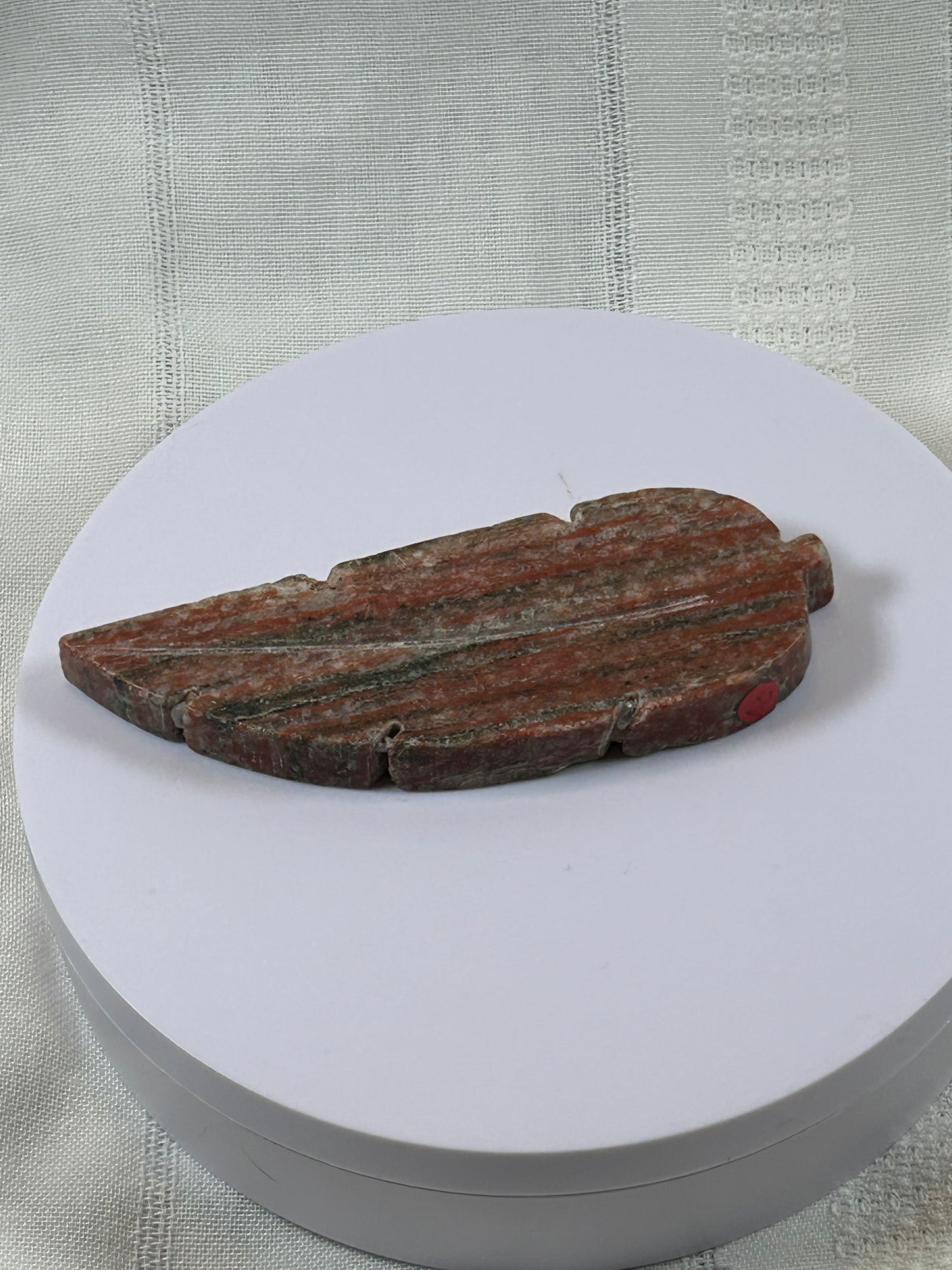 (#27) - RED JASPER FEATHER CARVING - NEW