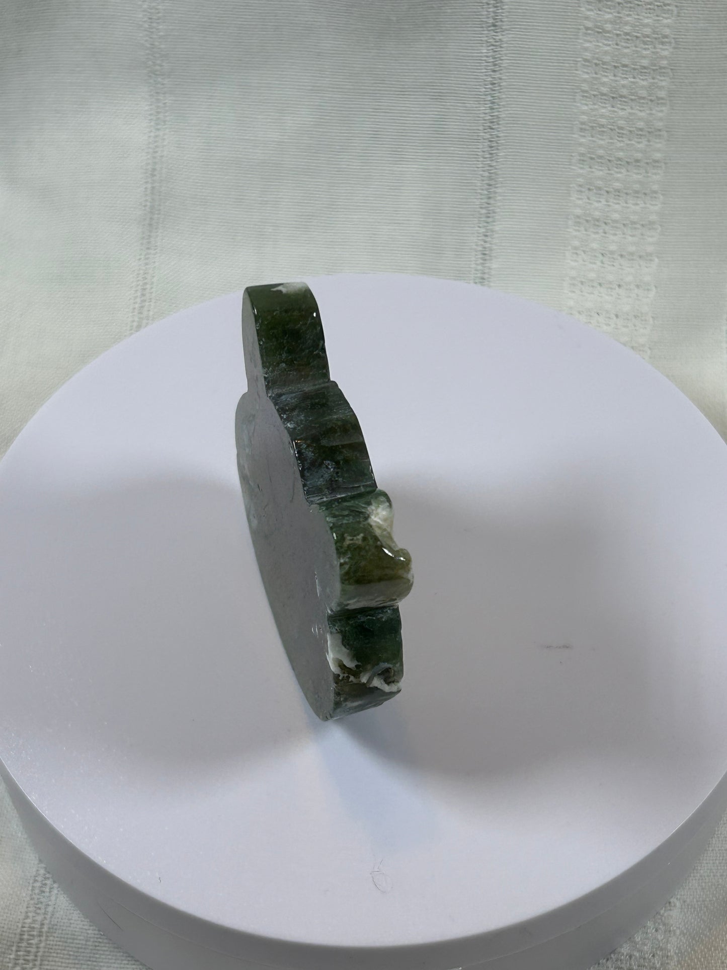 (#40) - GREEN MOSS AGATE BEAR HEAD CARVING - NEW