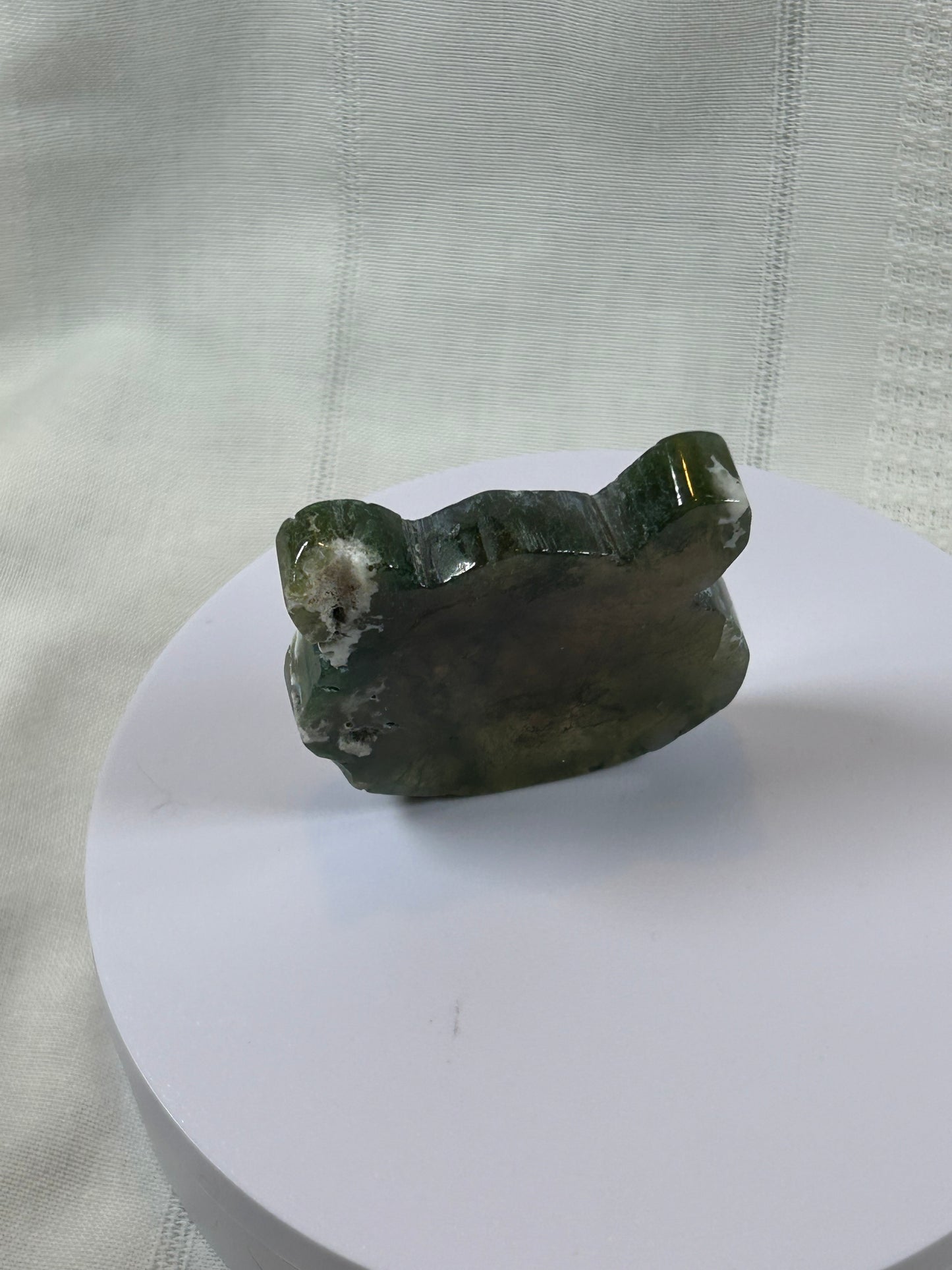 (#40) - GREEN MOSS AGATE BEAR HEAD CARVING - NEW