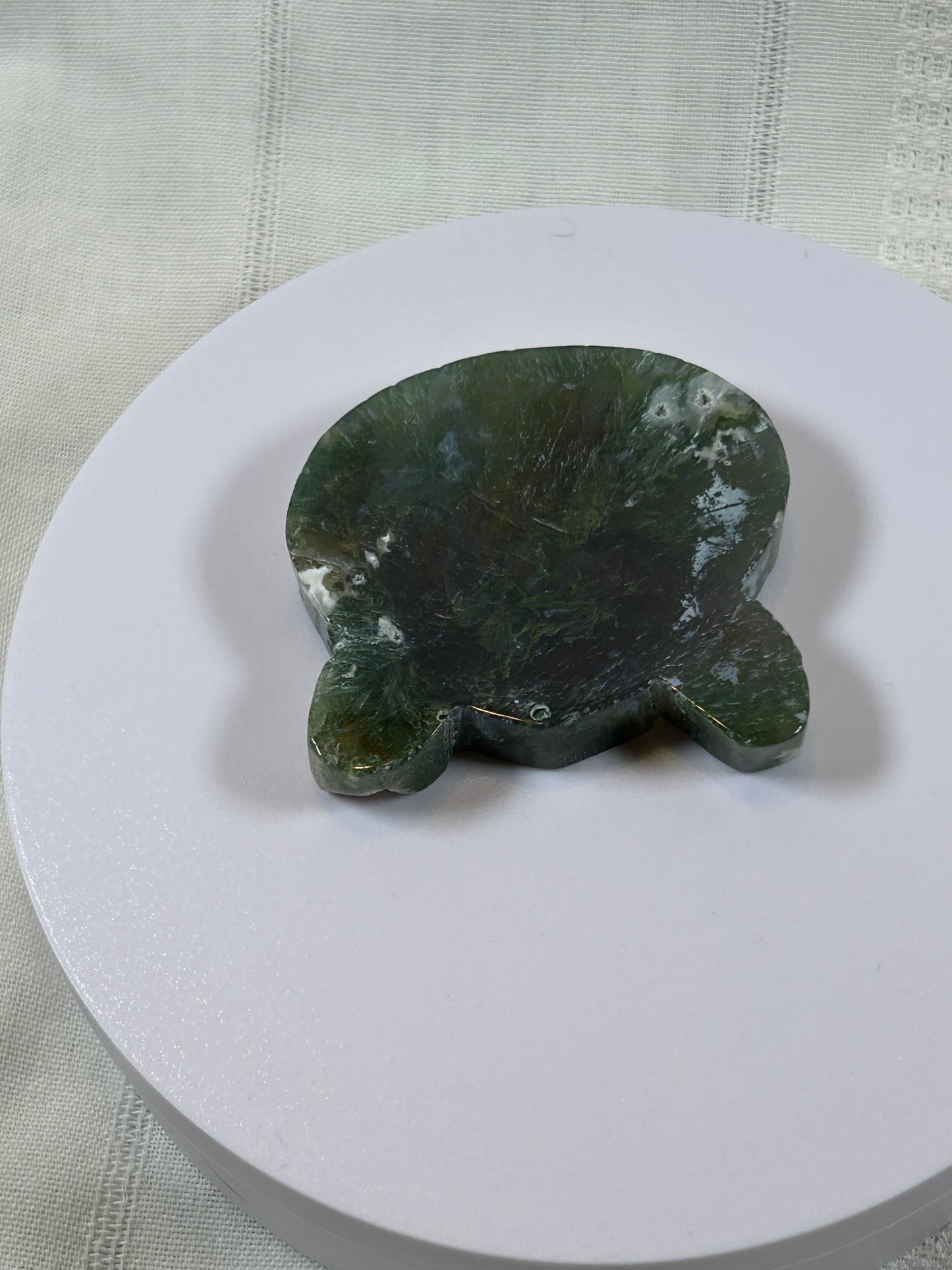 (#40) - GREEN MOSS AGATE BEAR HEAD CARVING - NEW