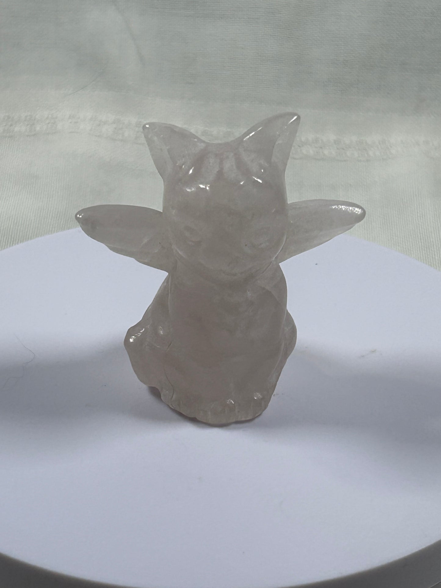 (#1167) - Clear Quartz Cat with Wings - New