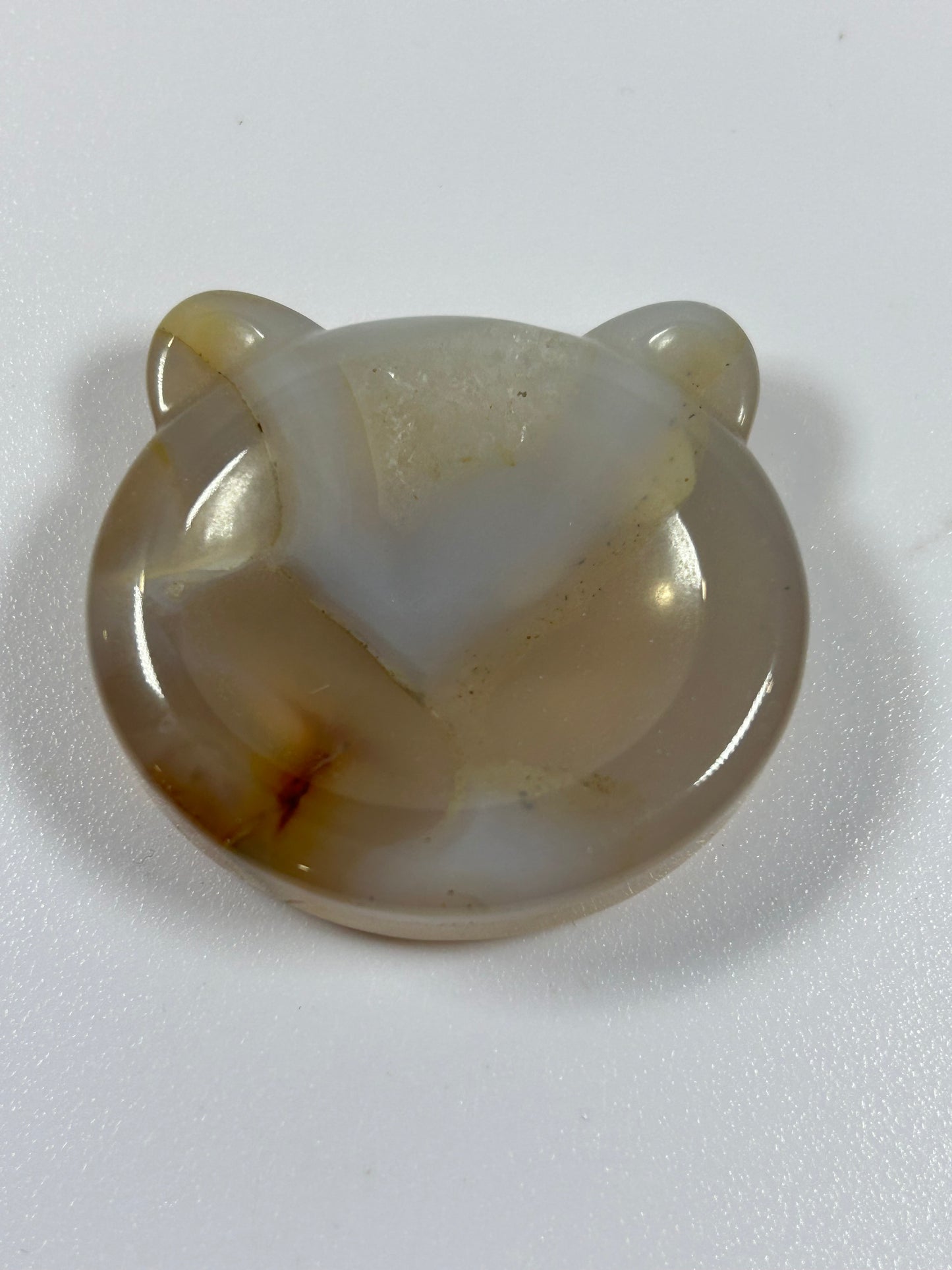(#1146) - Agate Bear Head Dish - New