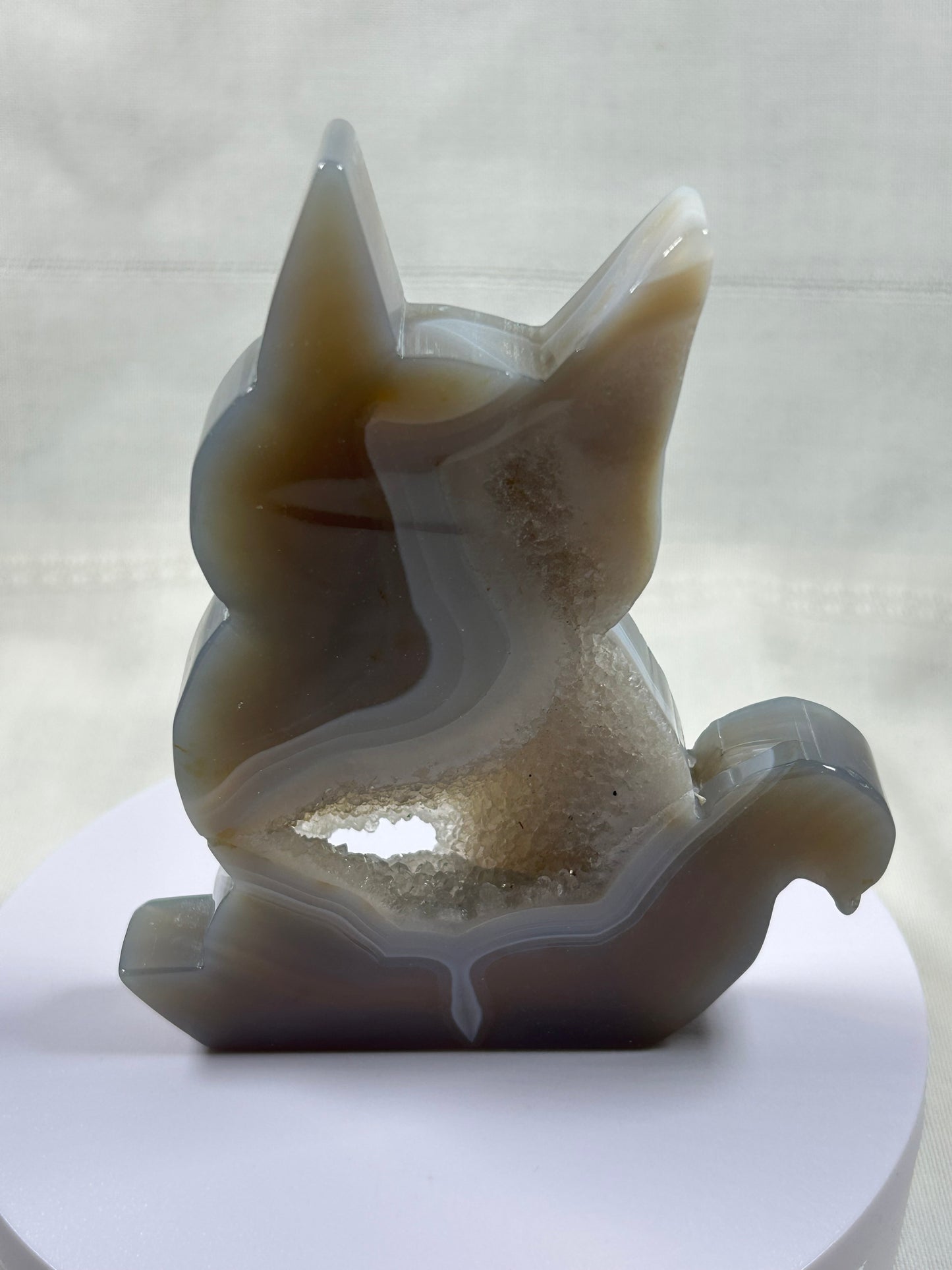 (#1211) - Agate Cat with Druzy - New