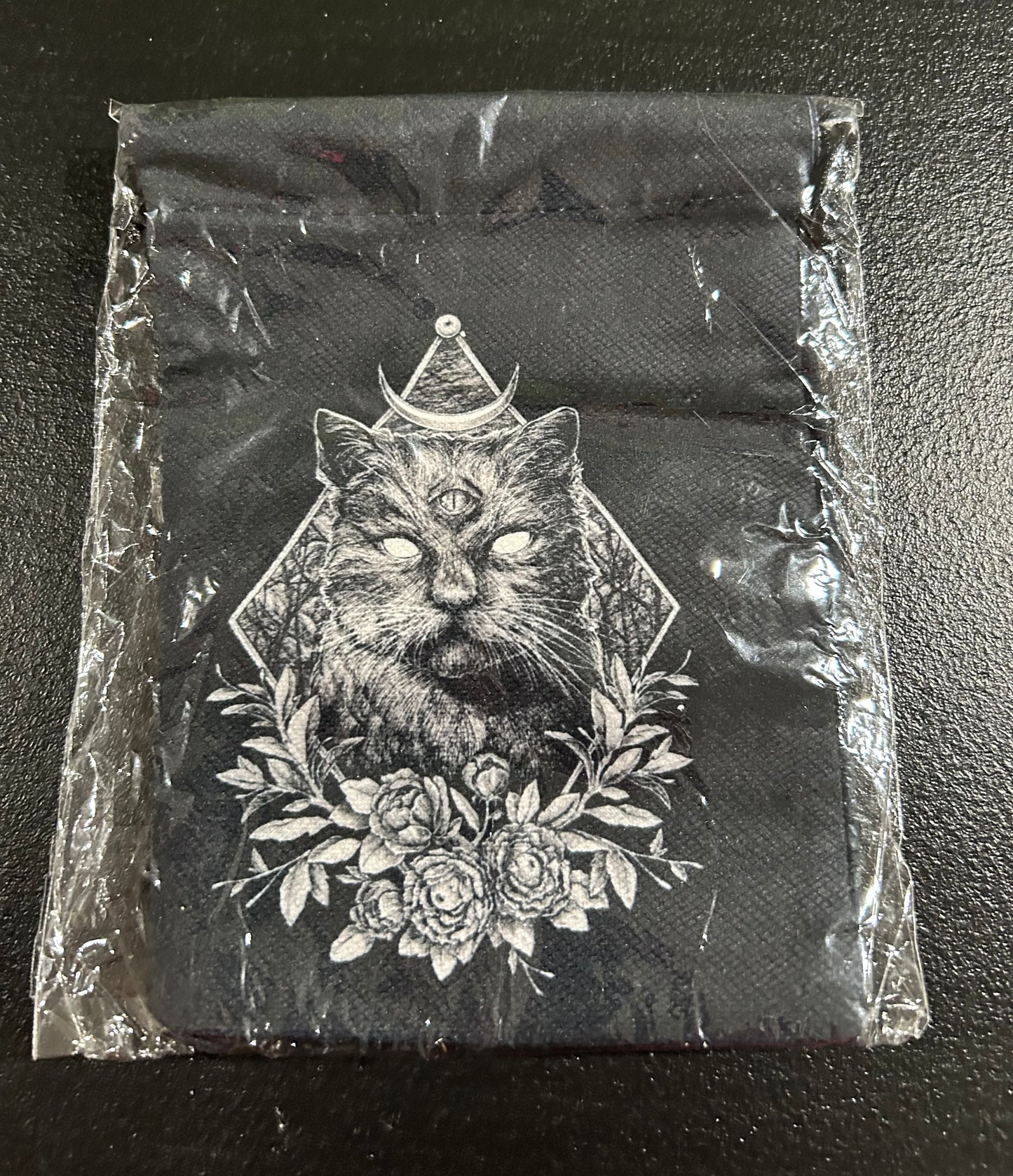 (#1214) - Canvas Bag - Cat with Roses - New