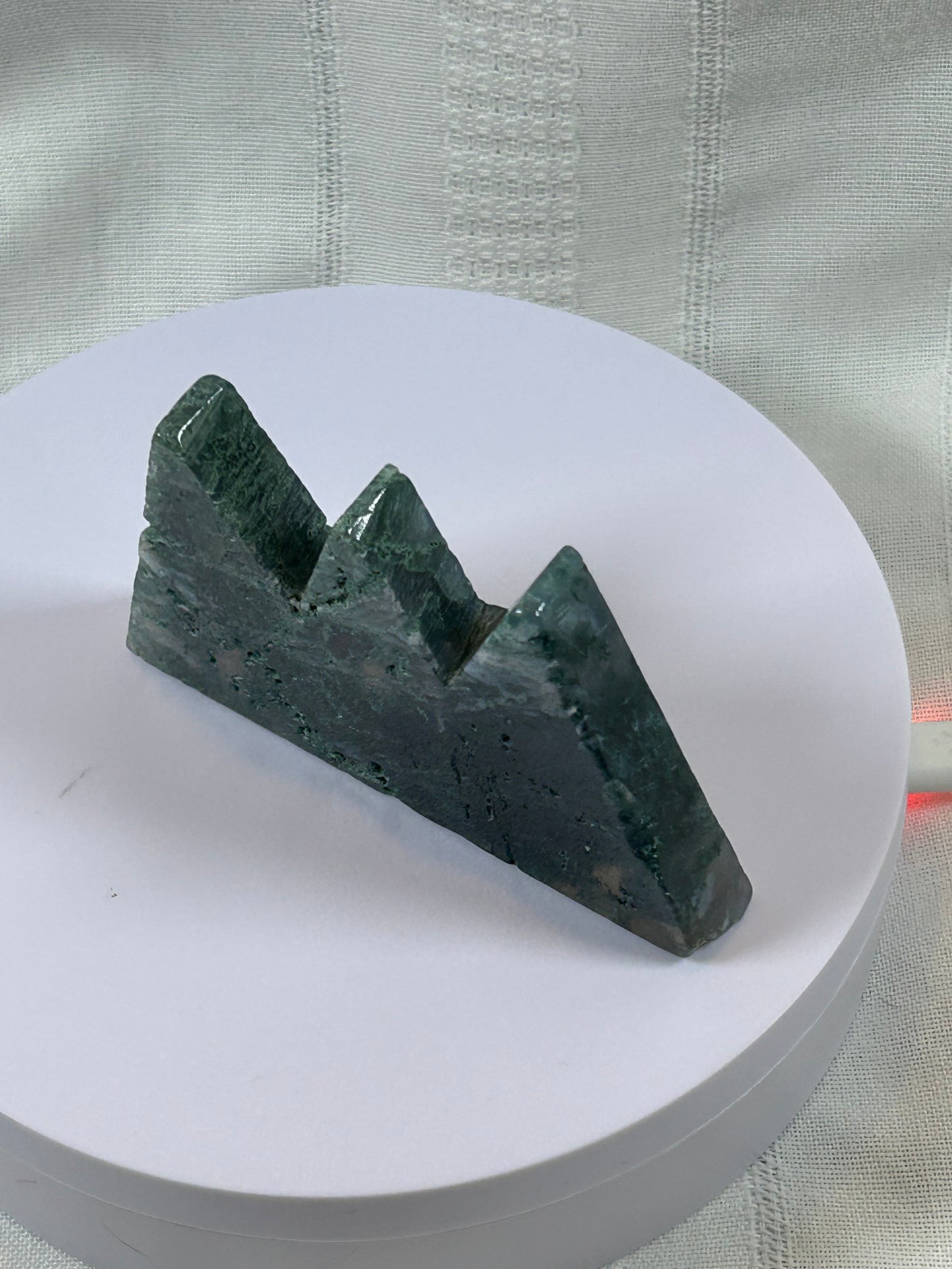 (#55) - GREEN MOSS AGATE MOUNTAIN HILLS CARVING - NEW