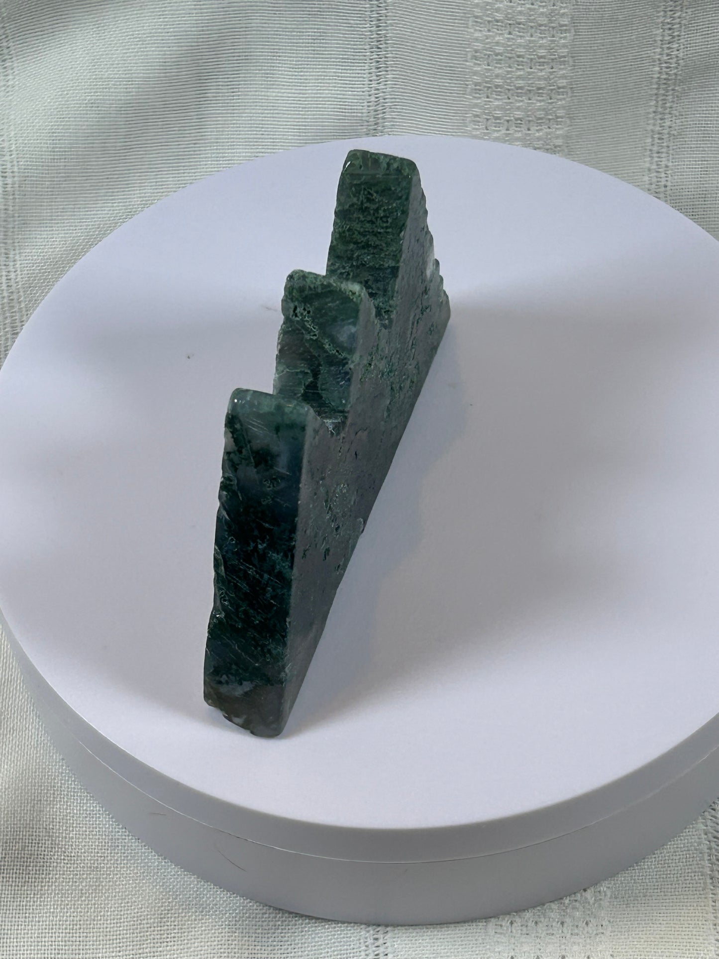 (#55) - GREEN MOSS AGATE MOUNTAIN HILLS CARVING - NEW