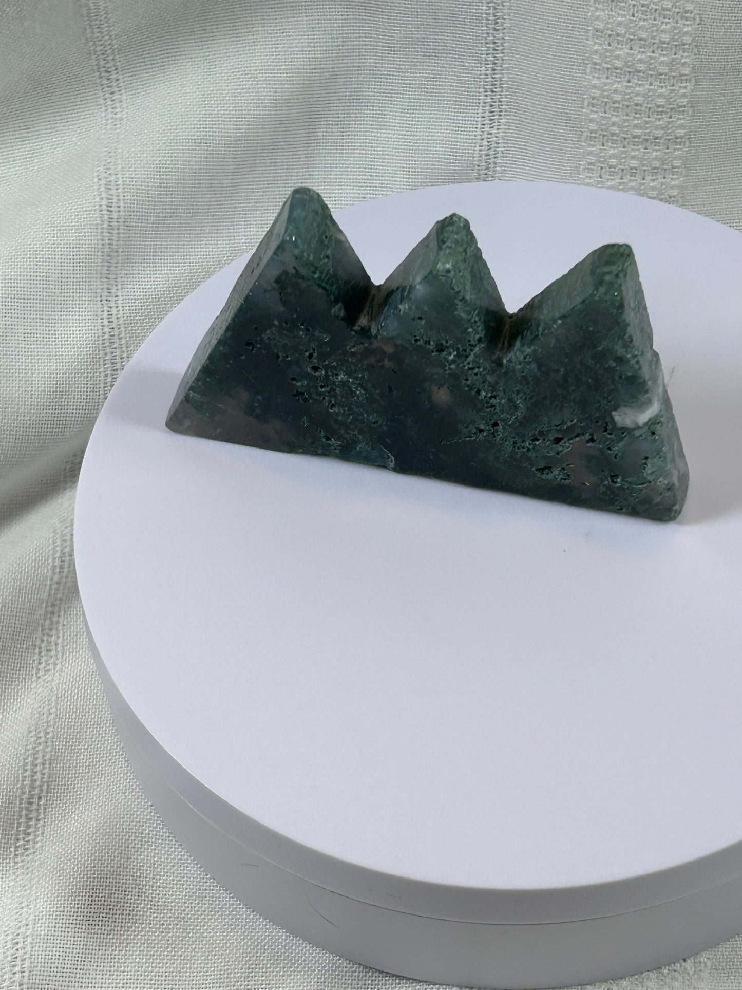 (#55) - GREEN MOSS AGATE MOUNTAIN HILLS CARVING - NEW