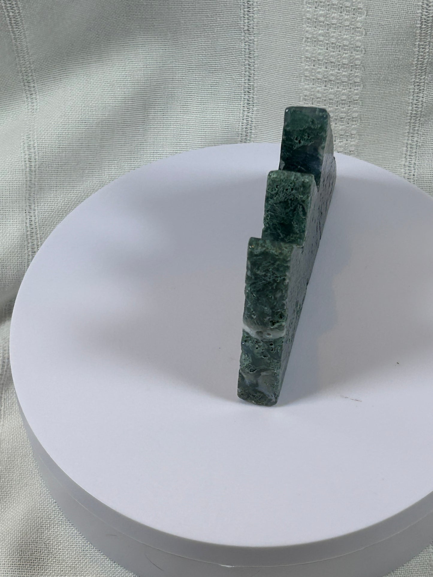 (#55) - GREEN MOSS AGATE MOUNTAIN HILLS CARVING - NEW