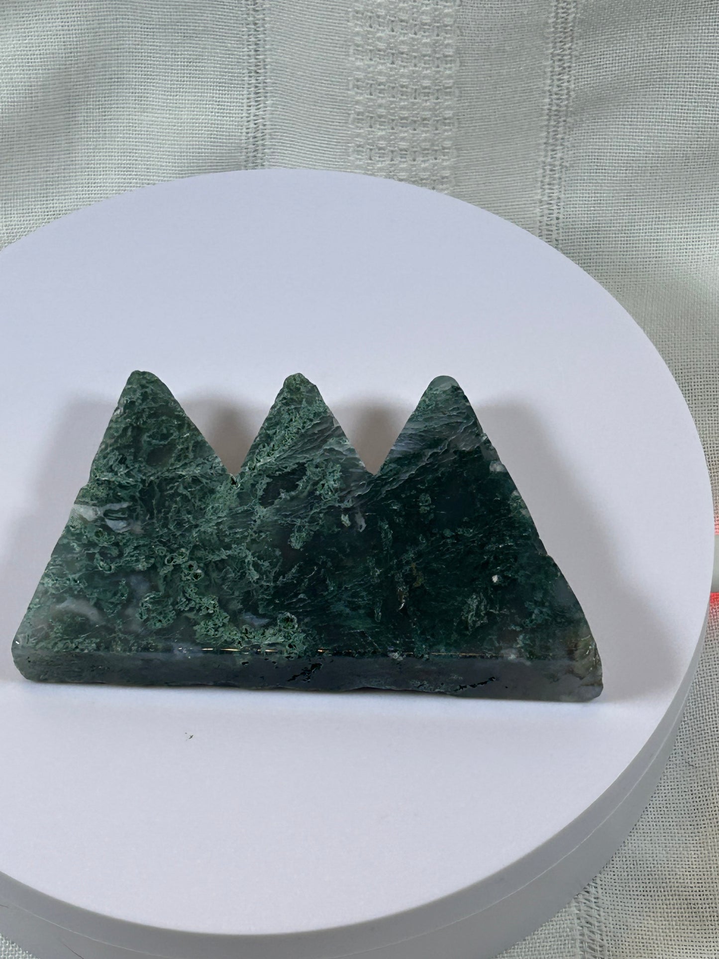 (#55) - GREEN MOSS AGATE MOUNTAIN HILLS CARVING - NEW