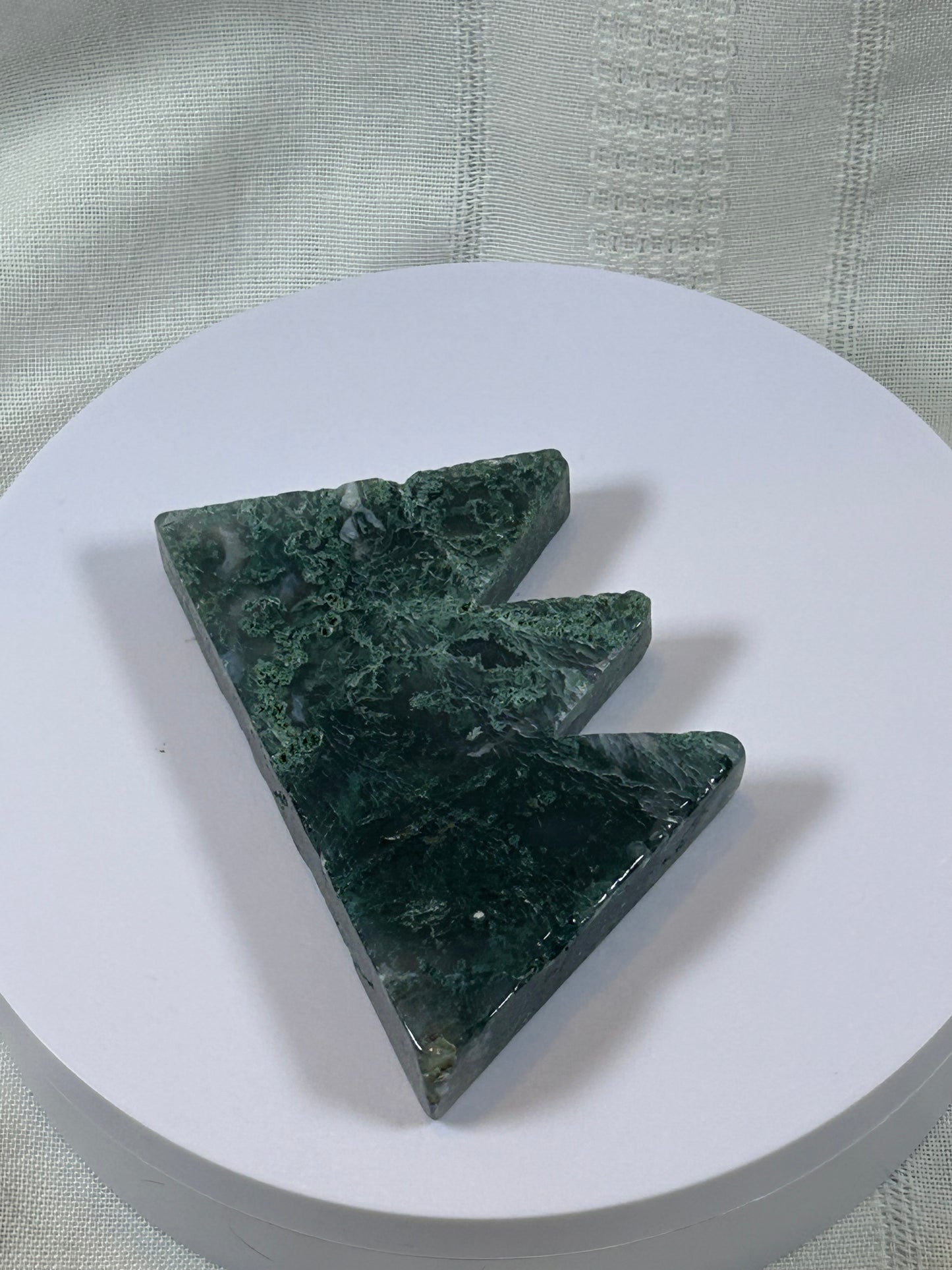 (#55) - GREEN MOSS AGATE MOUNTAIN HILLS CARVING - NEW