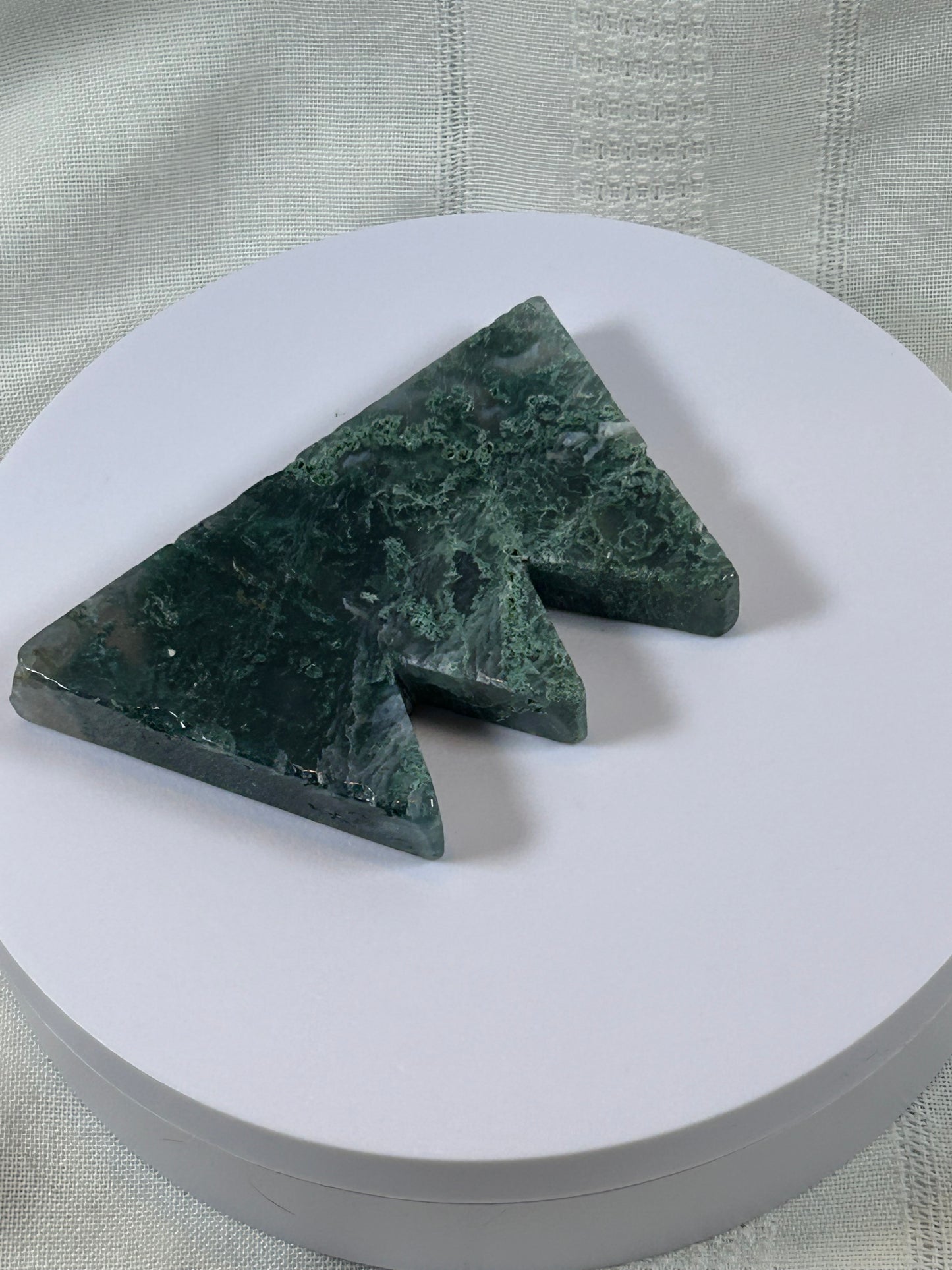 (#55) - GREEN MOSS AGATE MOUNTAIN HILLS CARVING - NEW