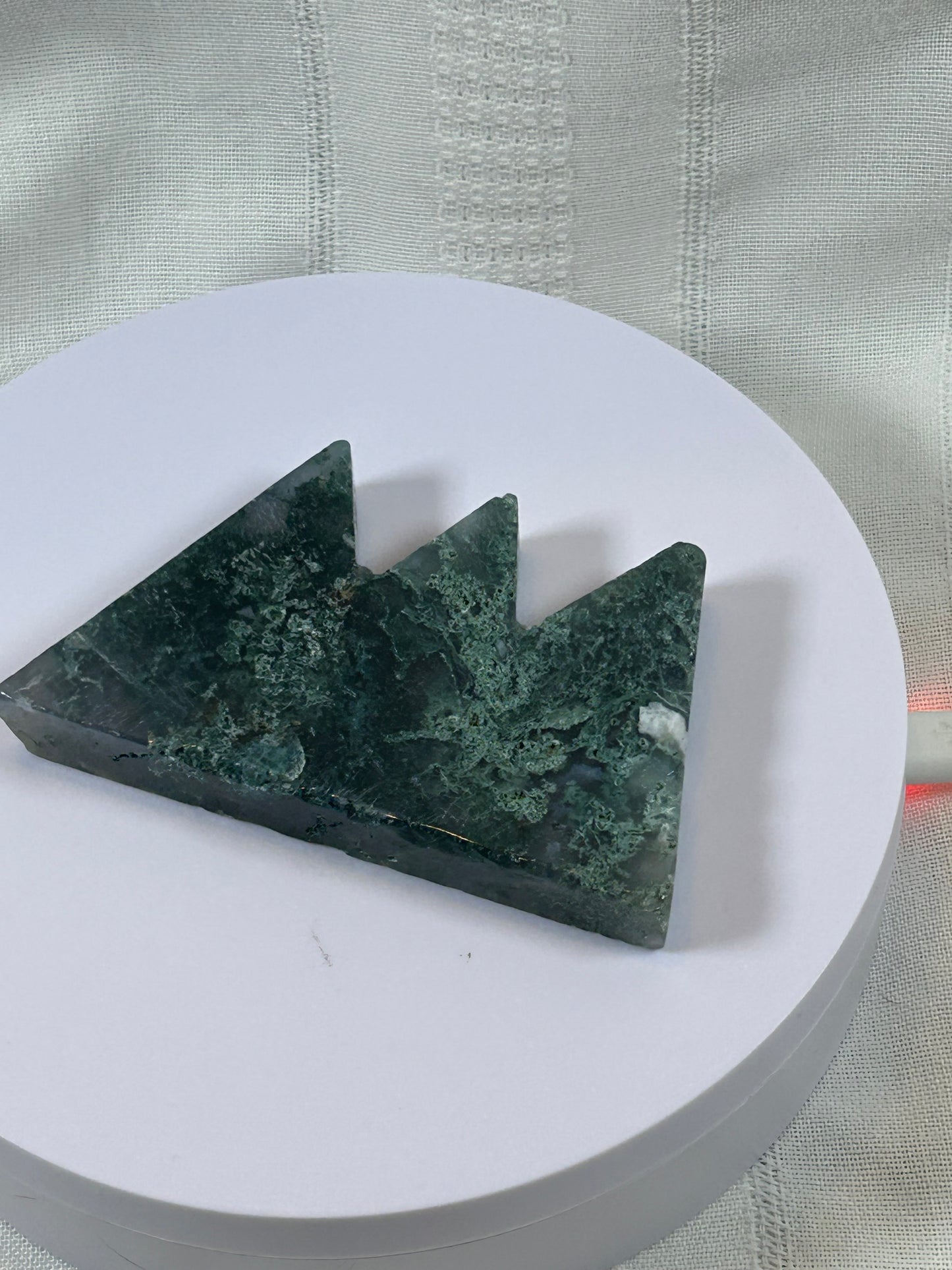 (#55) - GREEN MOSS AGATE MOUNTAIN HILLS CARVING - NEW