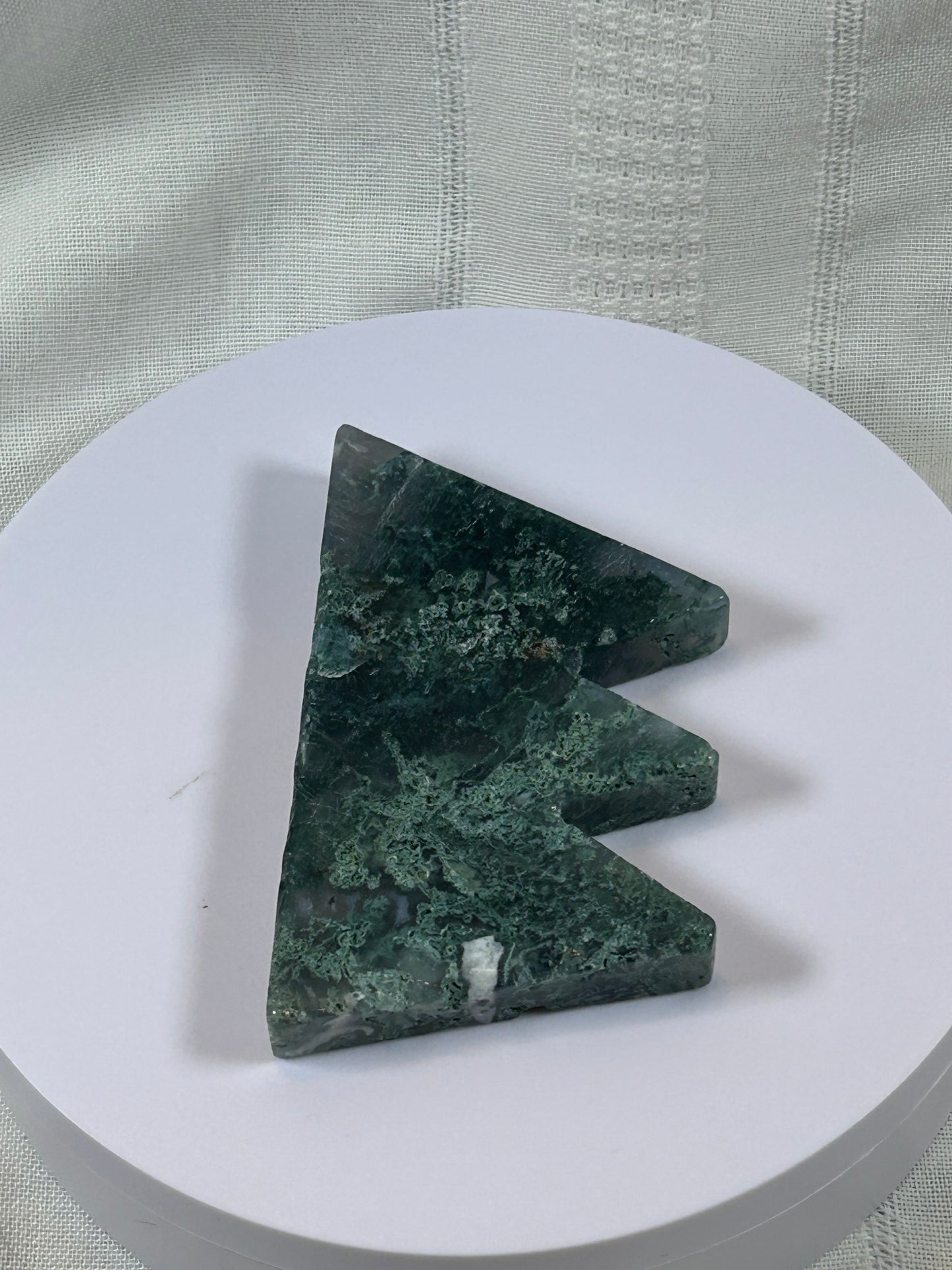 (#55) - GREEN MOSS AGATE MOUNTAIN HILLS CARVING - NEW