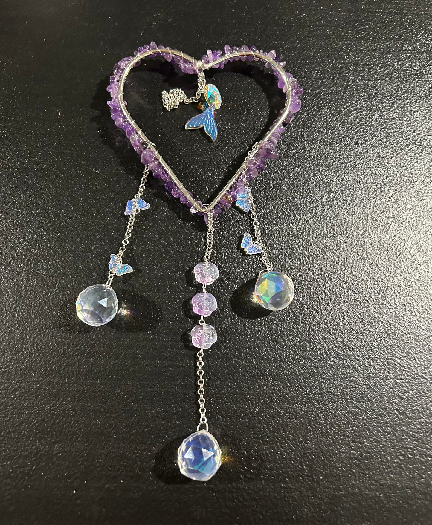(#1220) - Amethyst Heart Sun Catcher - New