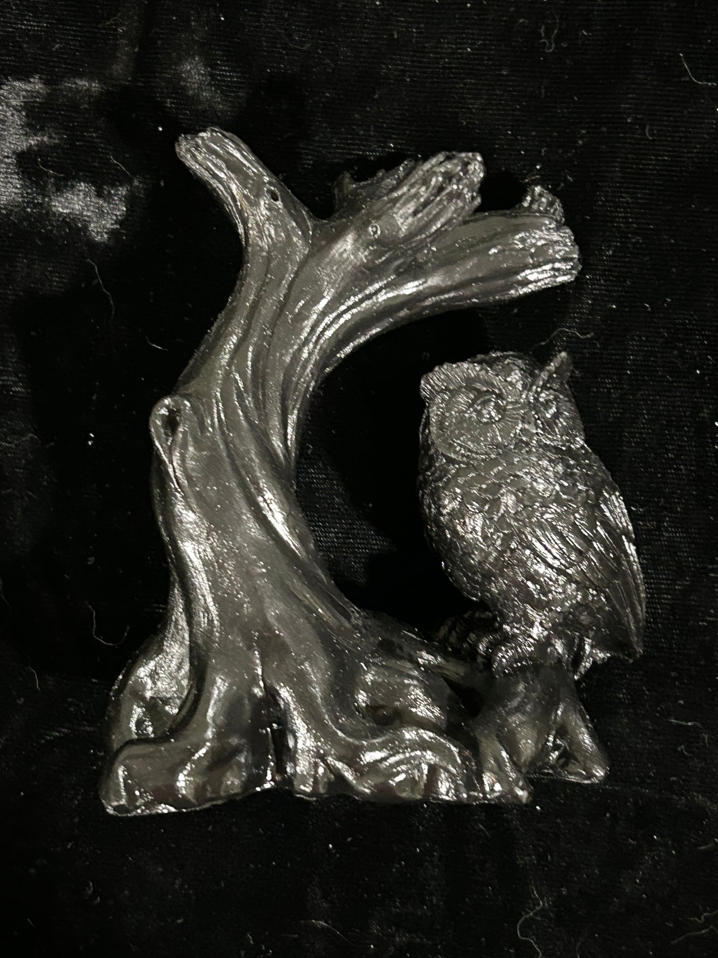 (#1275) - Sphere Holder Owl With Tree - Black - New