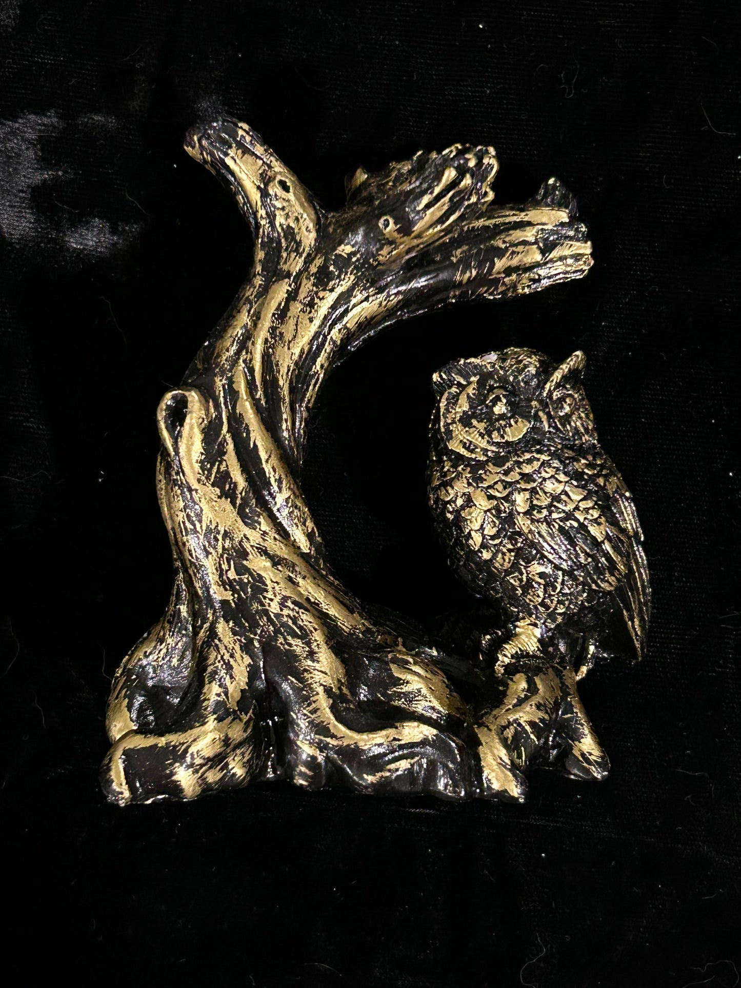 (#1276) - Sphere Holder Owl With Tree - Gold - New