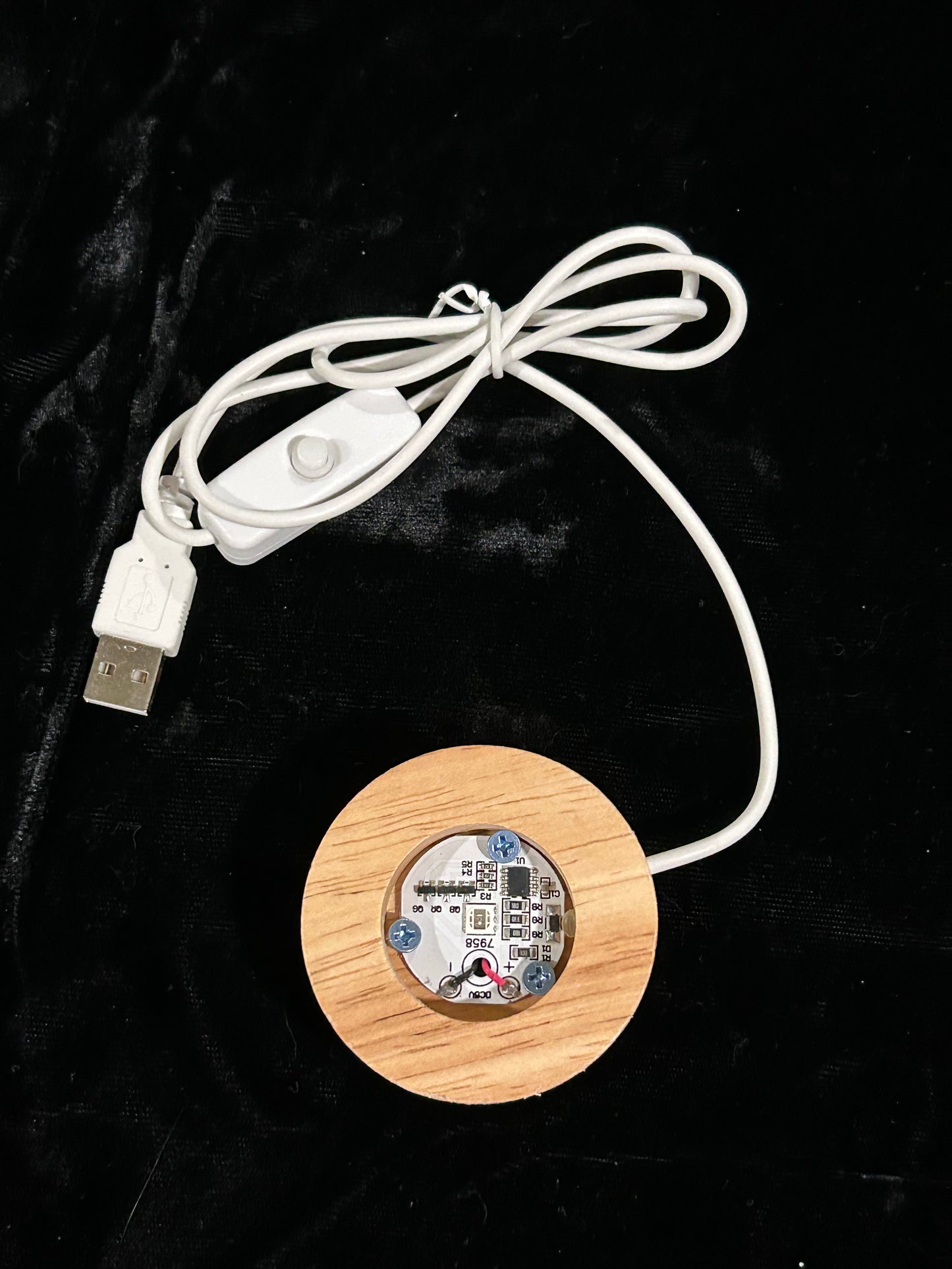 (#1296) - Sphere Holder - Wood - Color Changing Small Round - New
