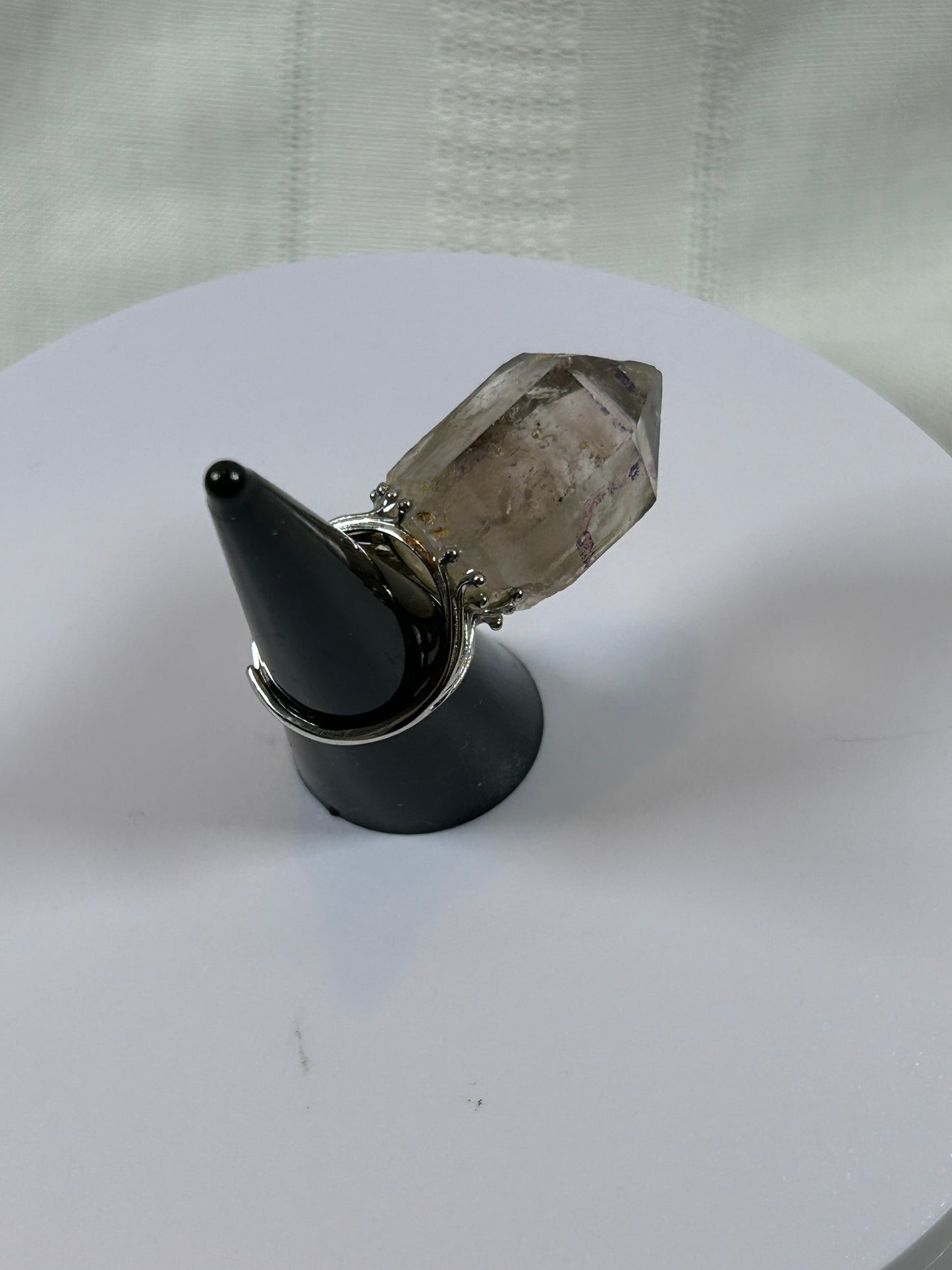 (#76) - SMOKY GARDEN QUARTZ RAW ADJUSTABLE RING - 1-1/4"- NEW