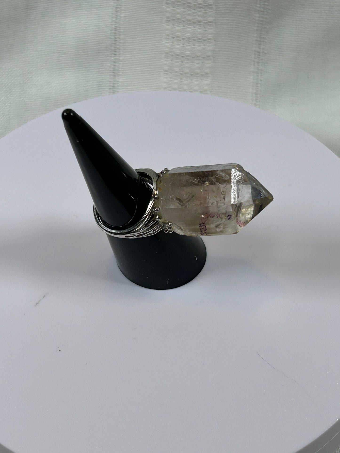 (#76) - SMOKY GARDEN QUARTZ RAW ADJUSTABLE RING - 1-1/4"- NEW