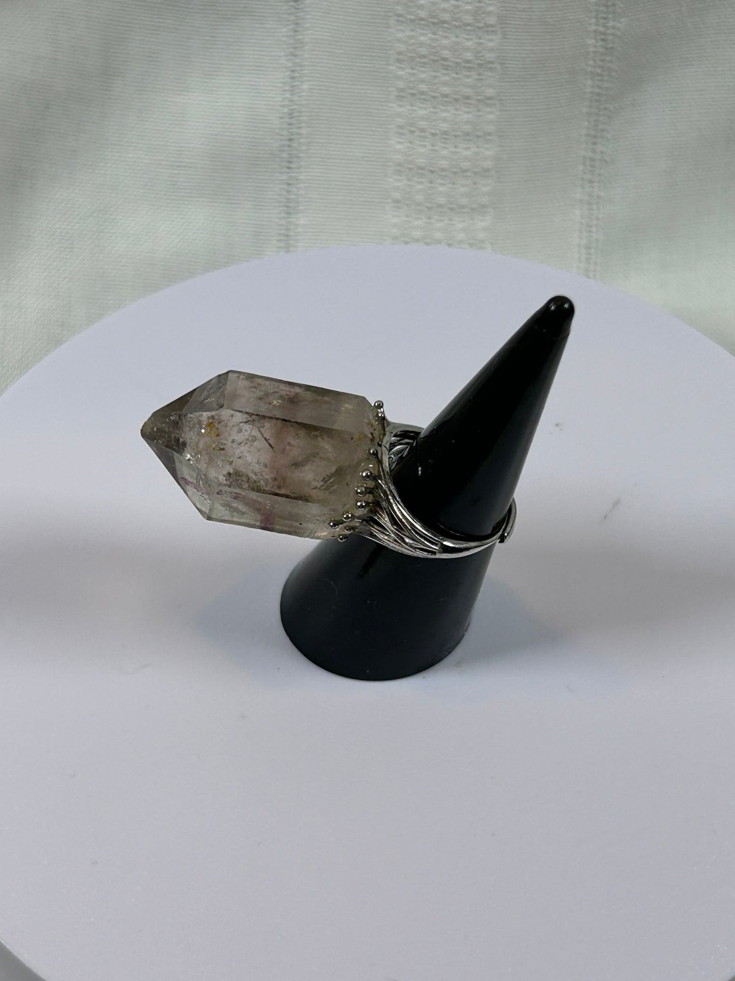 (#76) - SMOKY GARDEN QUARTZ RAW ADJUSTABLE RING - 1-1/4"- NEW