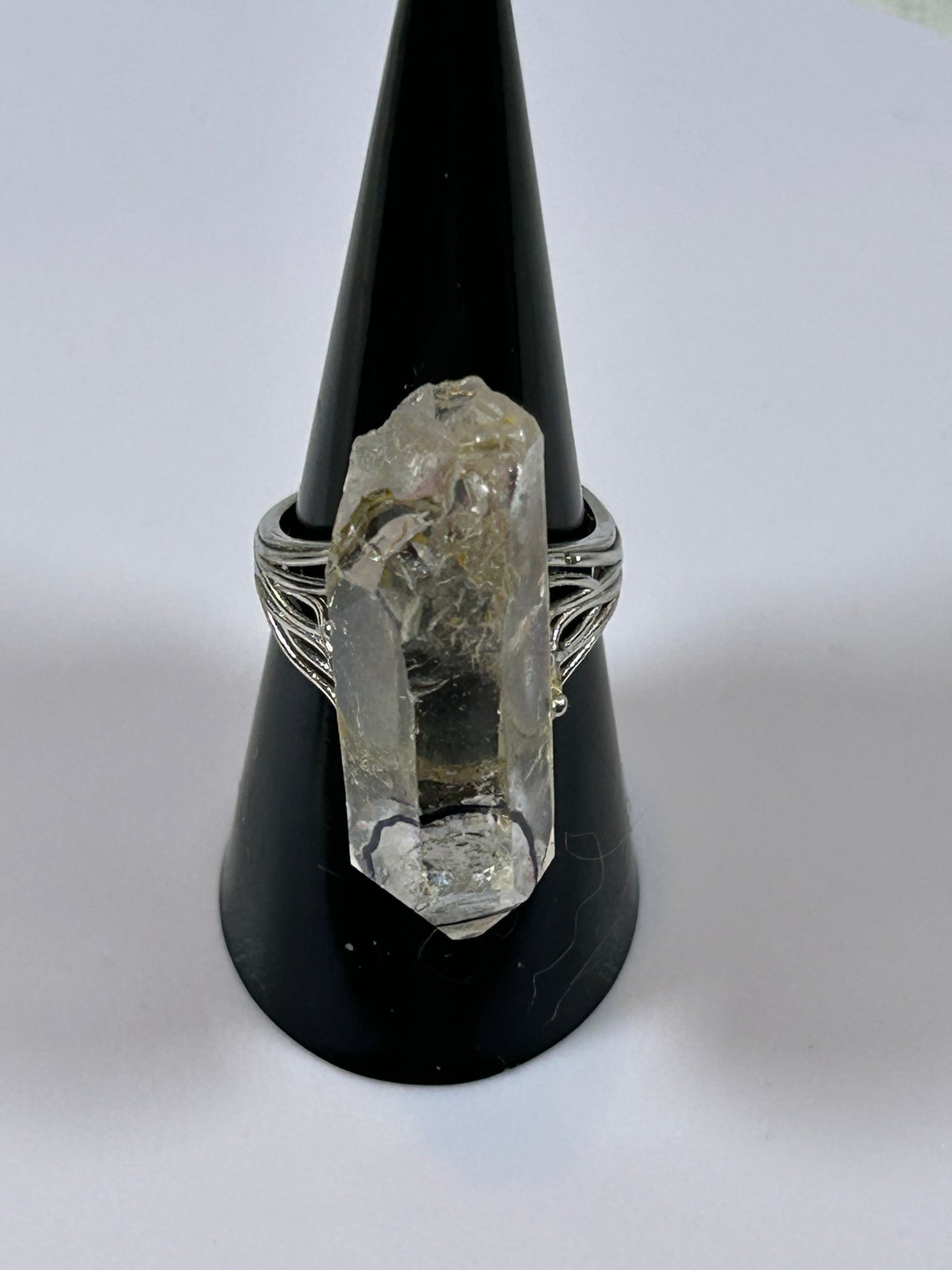 (#78) - CLEAR QUARTZ RAW ADJUSTABLE RING - 1-3/8" NEW