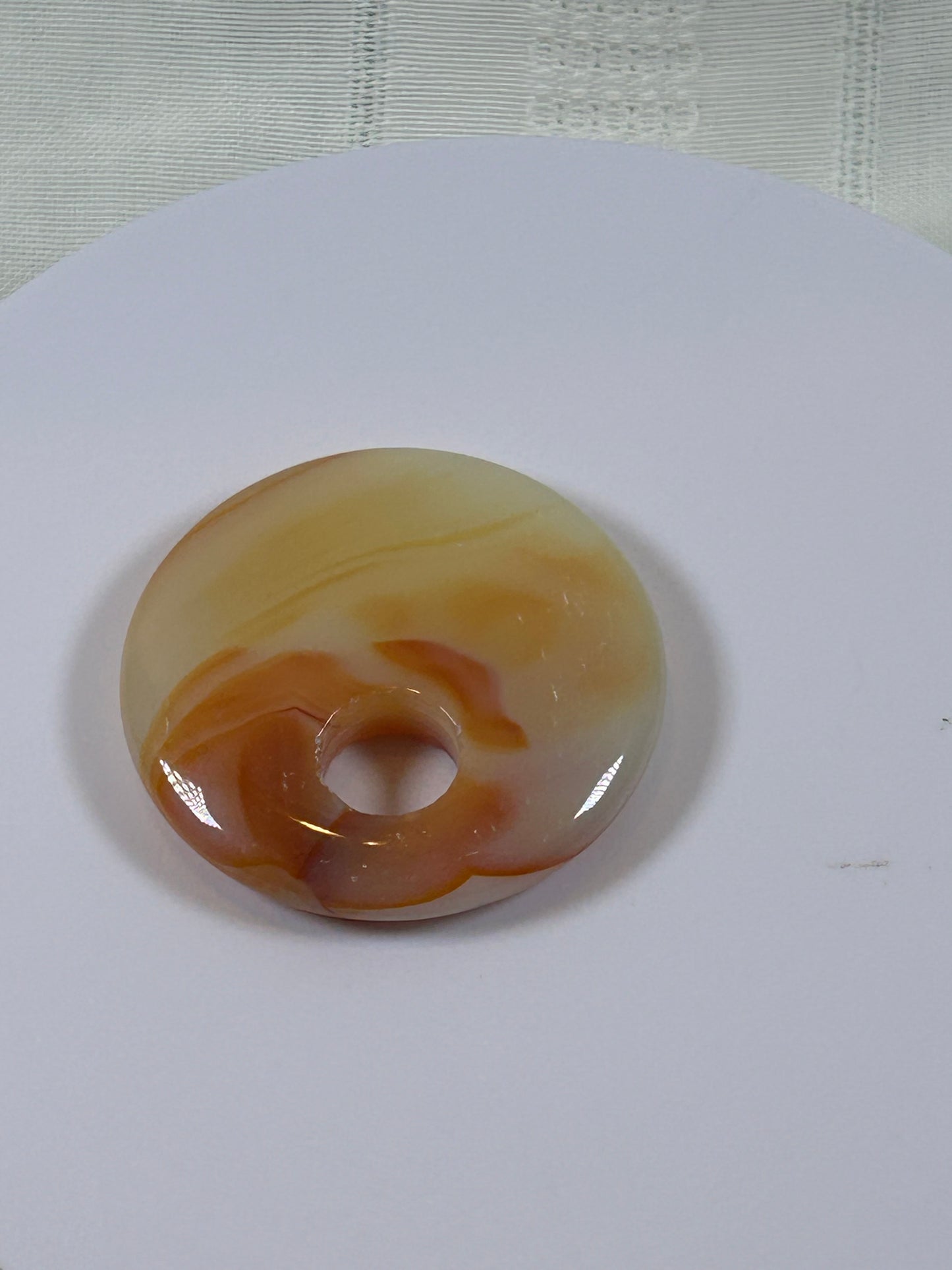 (#84) - CARNELIAN AGATE DISK PENDANT - NEW