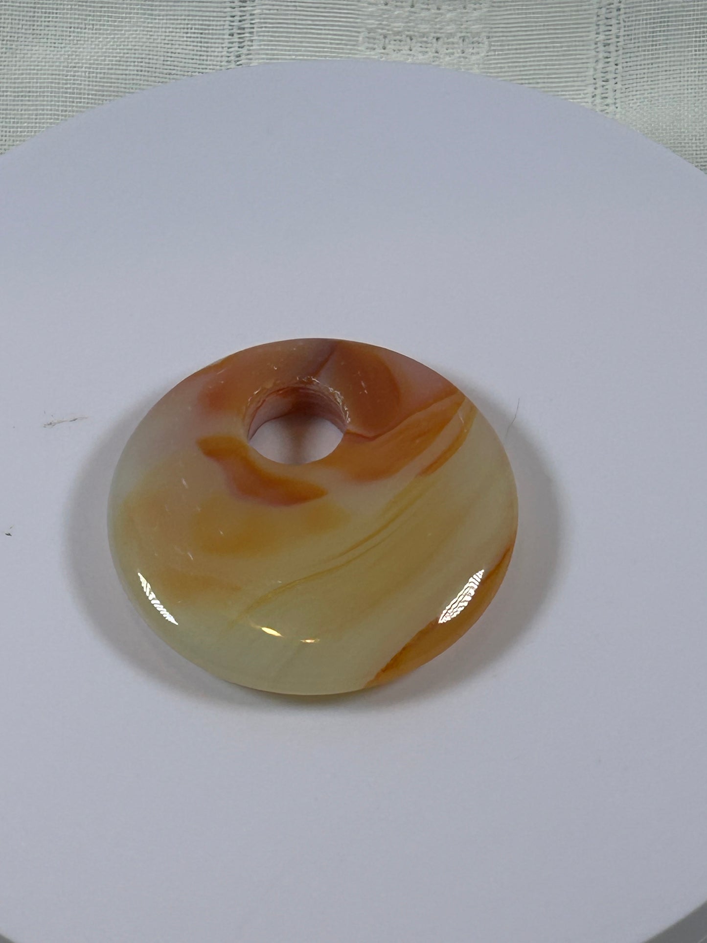 (#84) - CARNELIAN AGATE DISK PENDANT - NEW