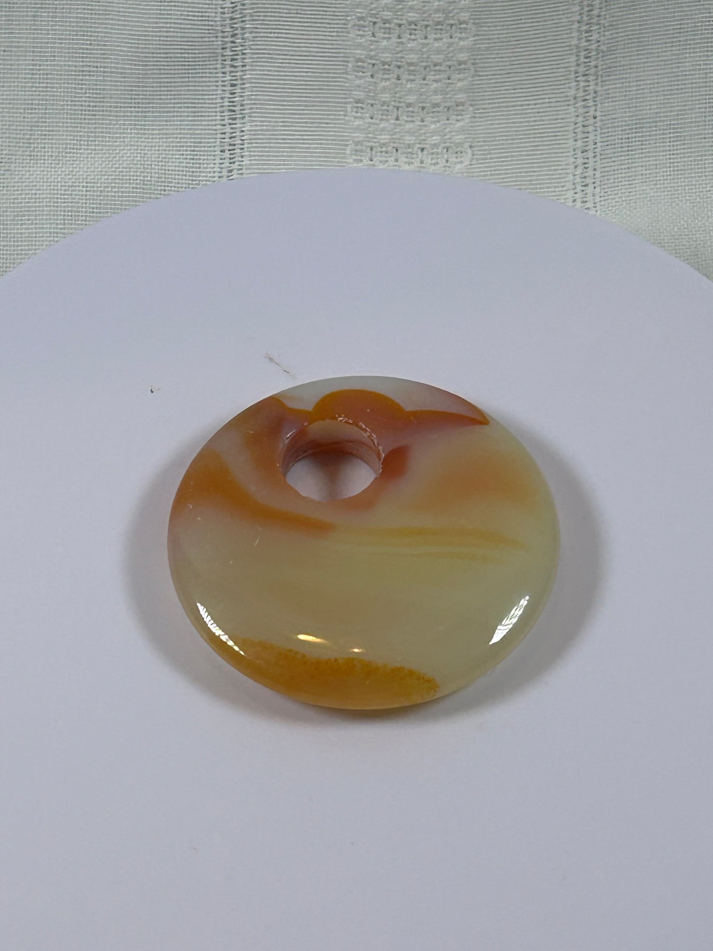 (#84) - CARNELIAN AGATE DISK PENDANT - NEW