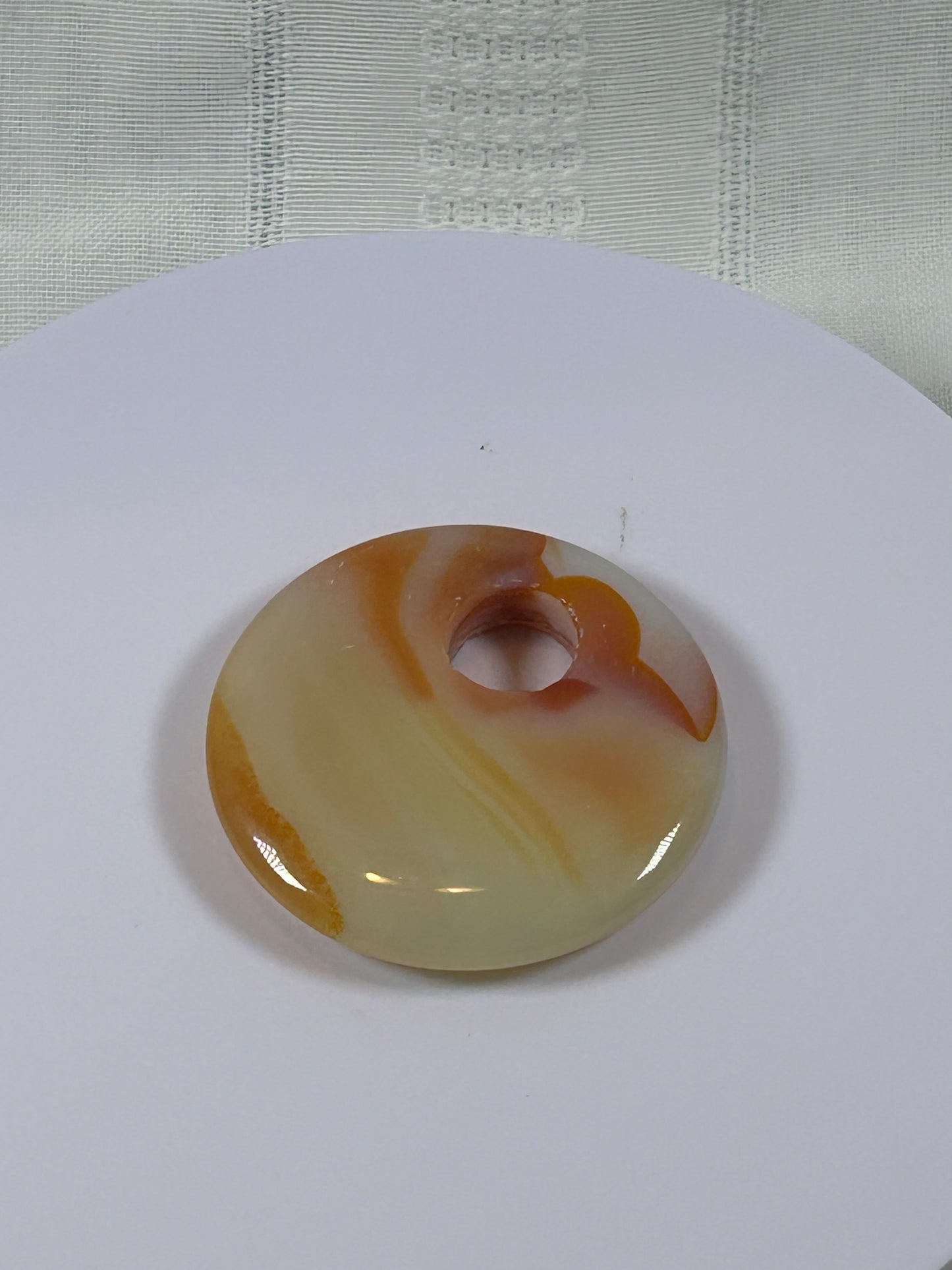 (#84) - CARNELIAN AGATE DISK PENDANT - NEW