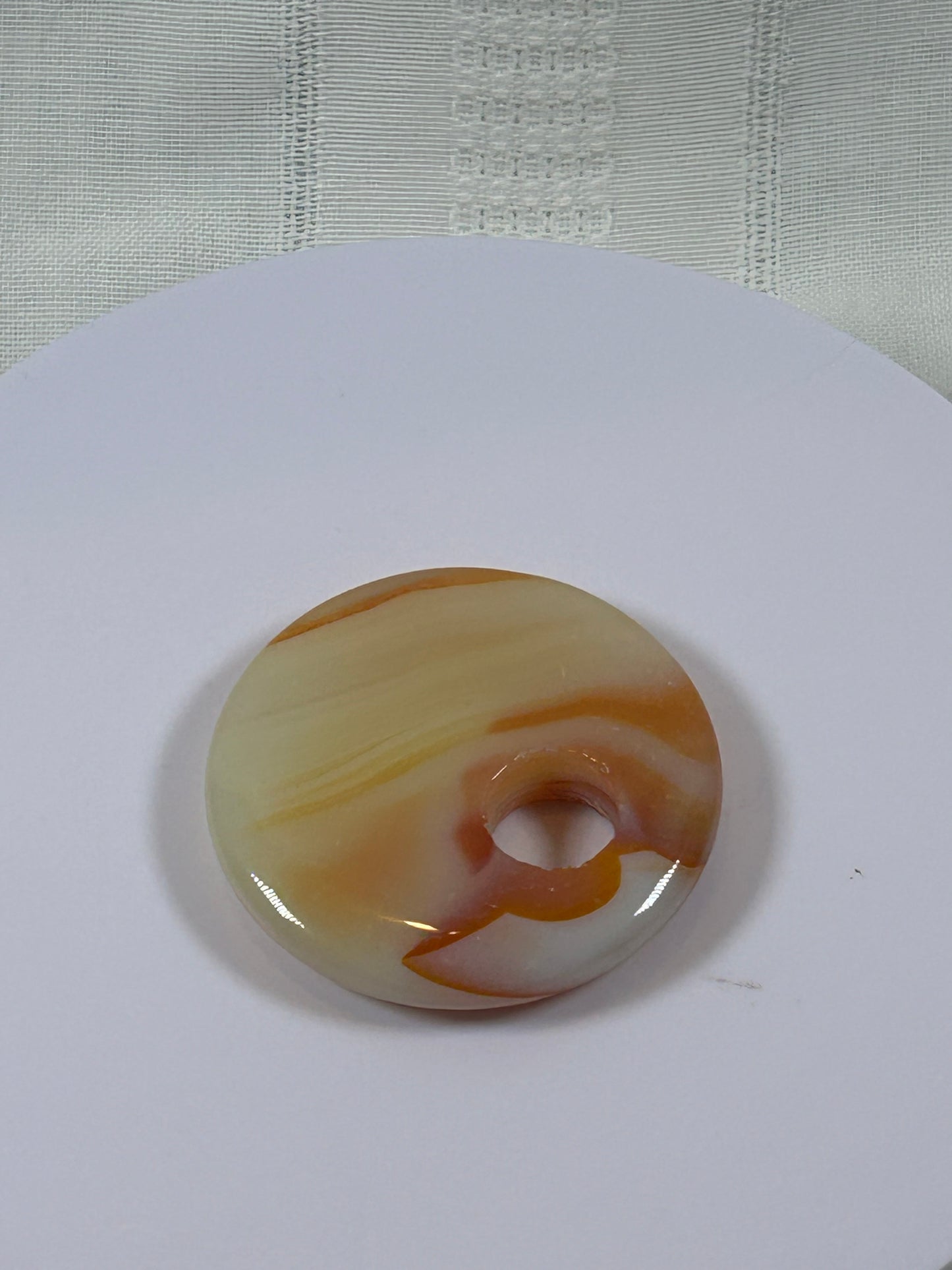 (#84) - CARNELIAN AGATE DISK PENDANT - NEW