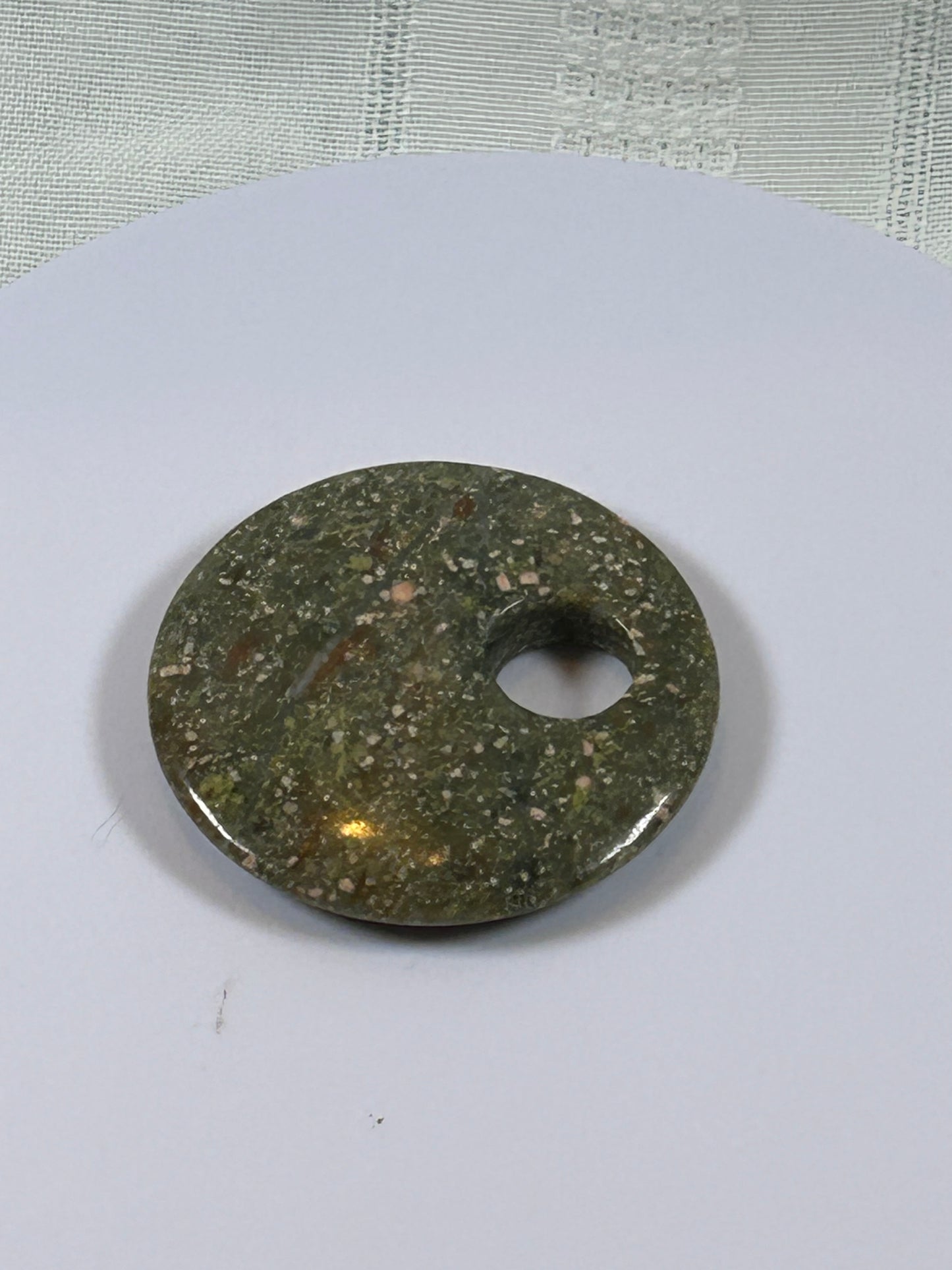 (#85) - UNAKITE JASPER DISK PENDANT - NEW