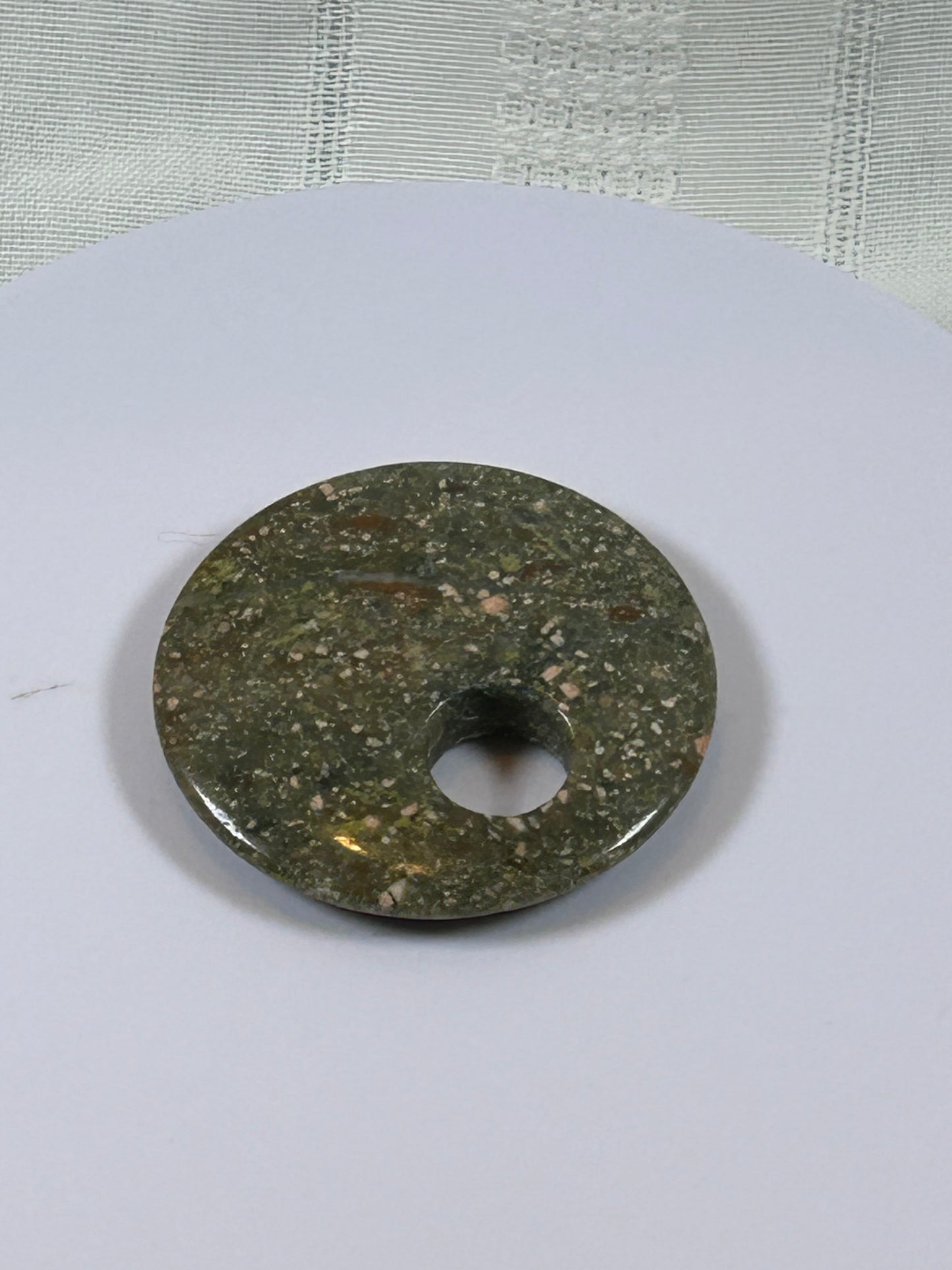 (#85) - UNAKITE JASPER DISK PENDANT - NEW